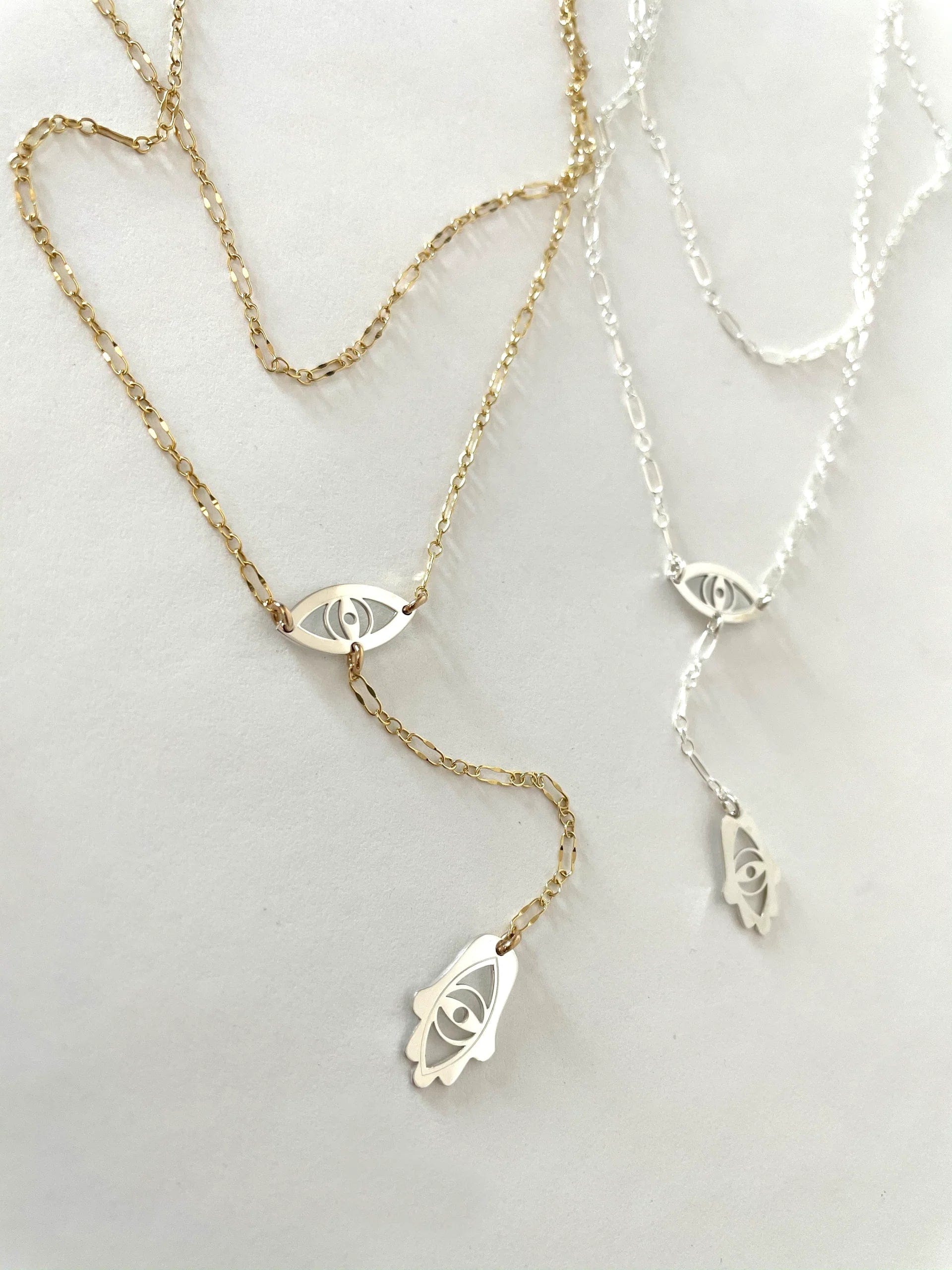 Steph Eye and Hamsa Lariat - (Sterling Silver, Gold-Plated or Two-Tone)、mySite、topwebapps