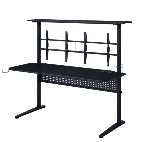 Black Gaming Desk with LED Light、、casual