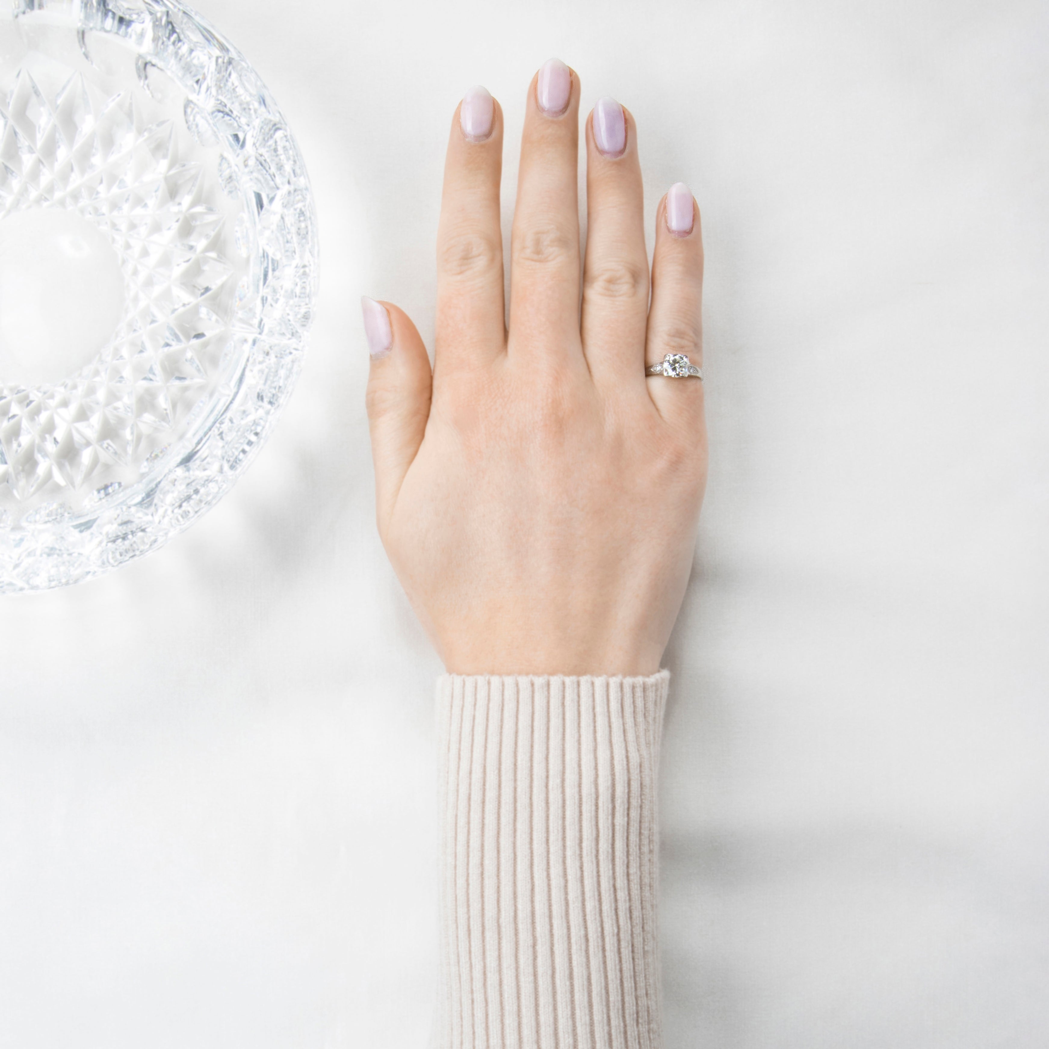 Antique Art Deco Platinum 1.028cttw Old European Diamond Engagement Ring 4.50、mySite、hinf8tx79