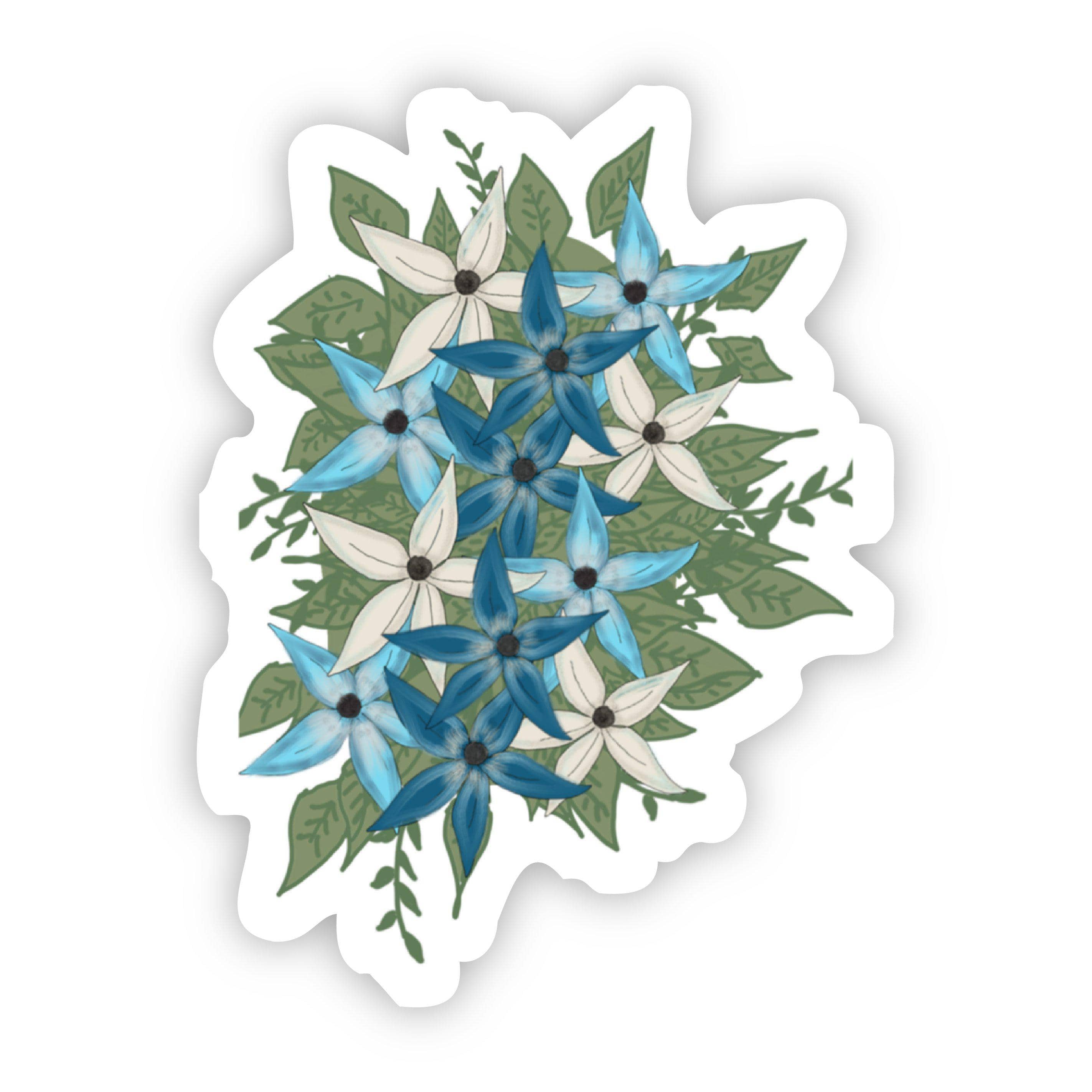 Teal & Blue Flower Sticker、mySite、elrpsem3k