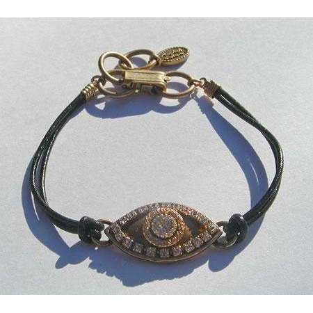Michal Golan Crystal and Gold Tone Evil Eye Charm Bracelet、mySite、topwebapps