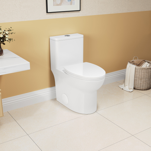 1.1/1.6 GPF Elongated Comfort Height Floor Mounted One-Piece Toilet, CUPC Certified, WaterSense Cetified, Ceramic, White Color, Soft Close Seat、、xpatfood