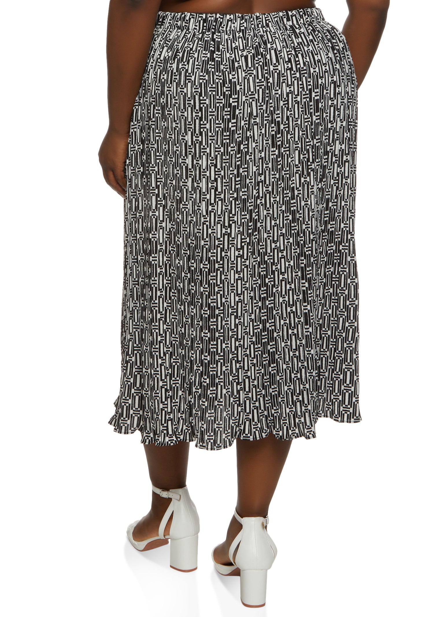 Plus Size Printed Plisse Maxi Skirt、mySite、camillekostekn