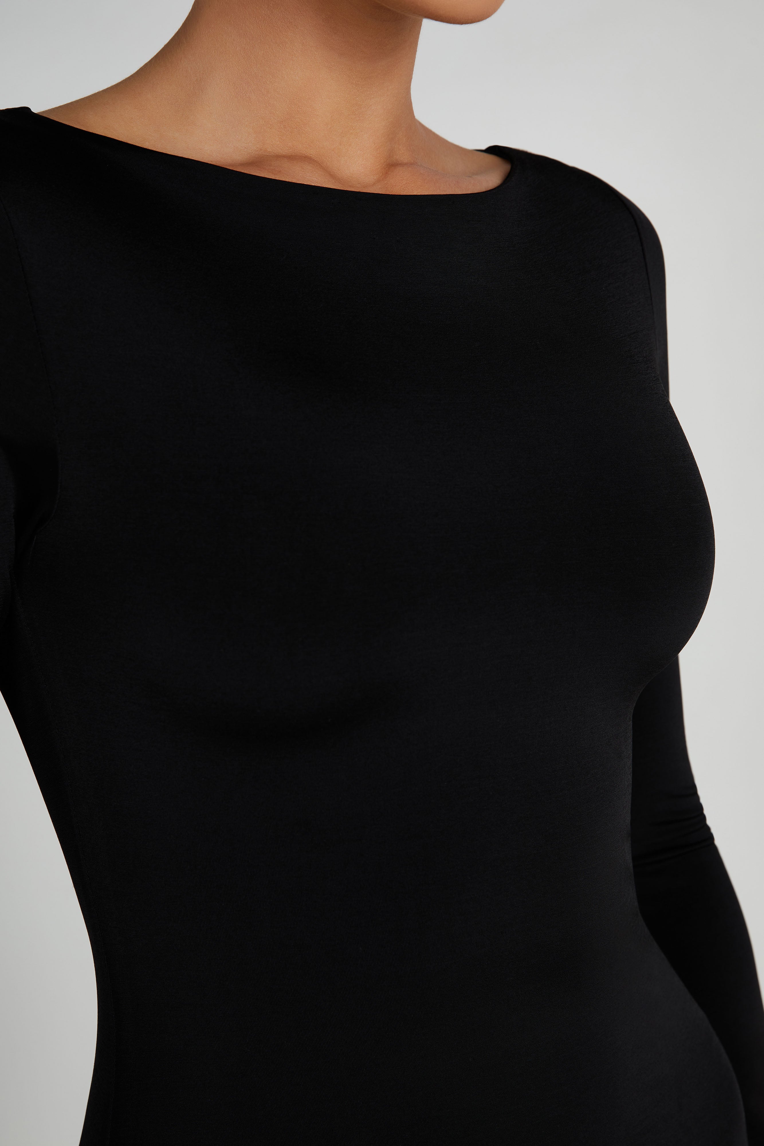 Tarna Slinky Fishtail Maxi Dress - Black、mySite、solidvoid