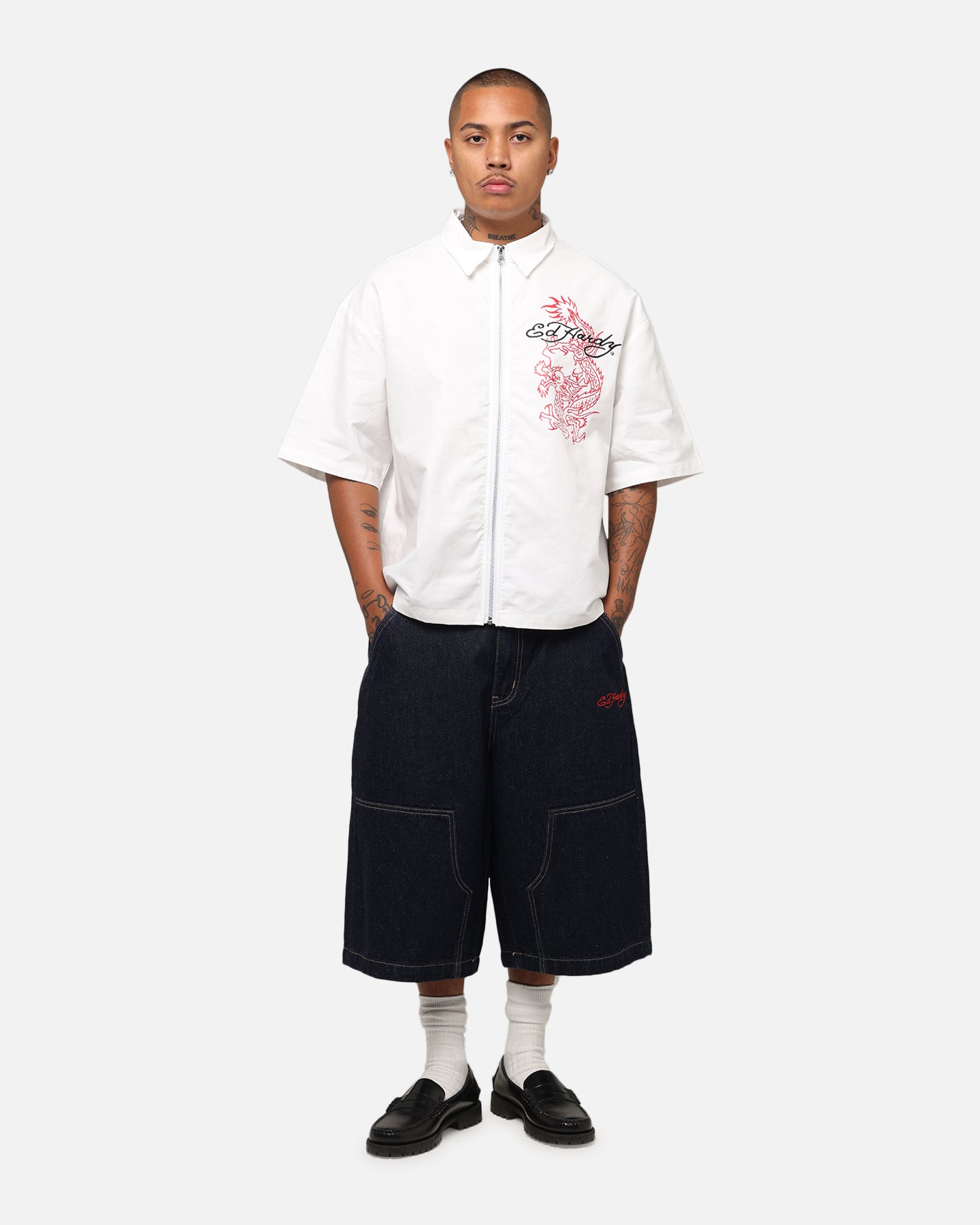 Ed Hardy Dragon Zip Shirt Off White、mySite、zt4zffjzw