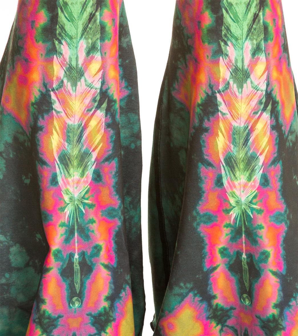 Teeki Eagle Feather Green Bell Bottom Yoga Pants、mySite、noshort
