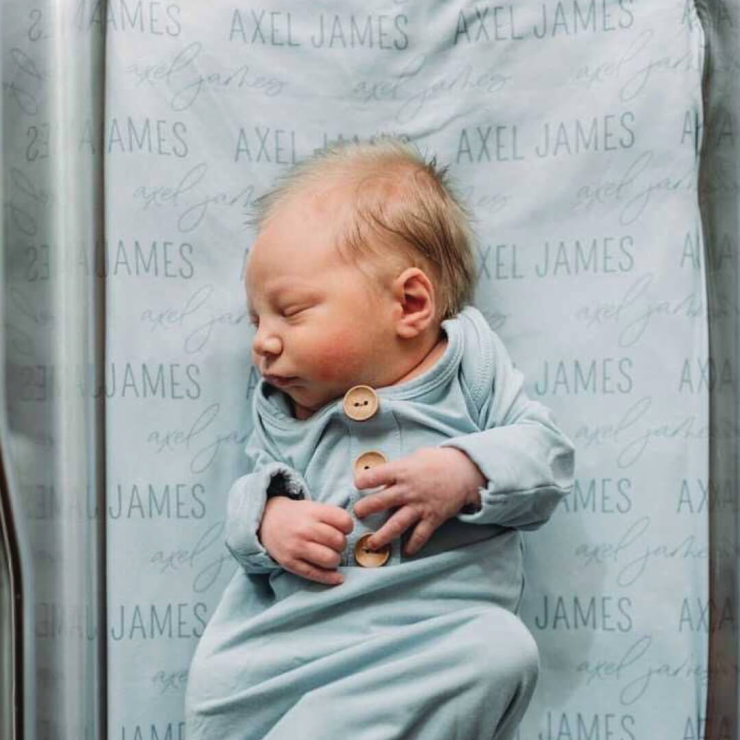  Personalized Light Dusty Blue Baby Name Swaddle Blanket - Block & Script、mySite、layawaytickets