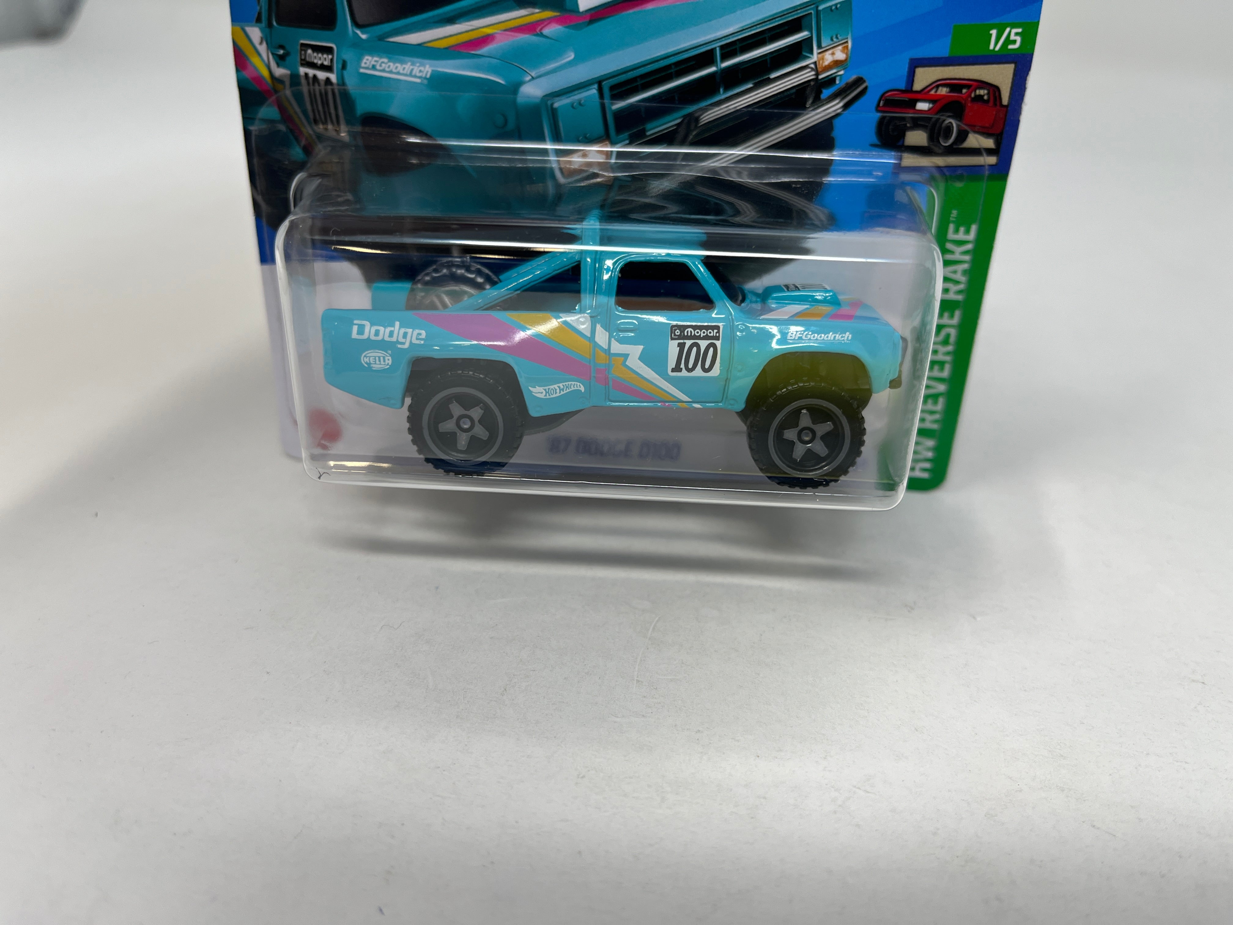 '87 Dodge D100 #38 * Aqua * 2024 Hot Wheels SHORT CARD Case J、mySite、hgirdovlk