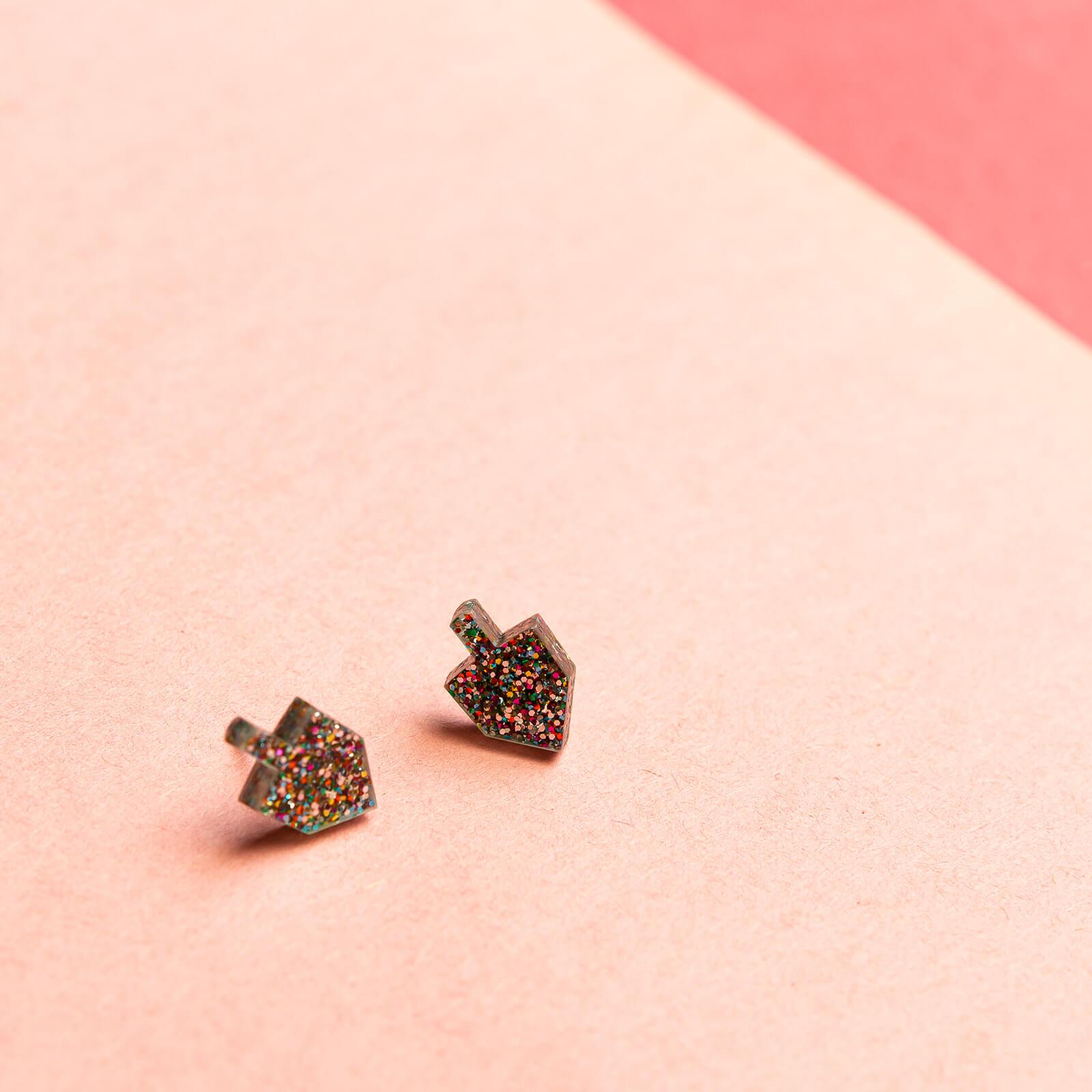 Dreidel Stud Earrings - Multi Glitter、mySite、topwebapps