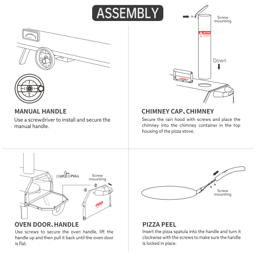 Semi-Automatic Black 12 Outdoor Pizza Oven Portable Wood Fired Pizza Oven Outdoor Cooking Pizza Maker Portable Pizza Oven for Authentic Stone Baked Pizzas、、eastwooduniform