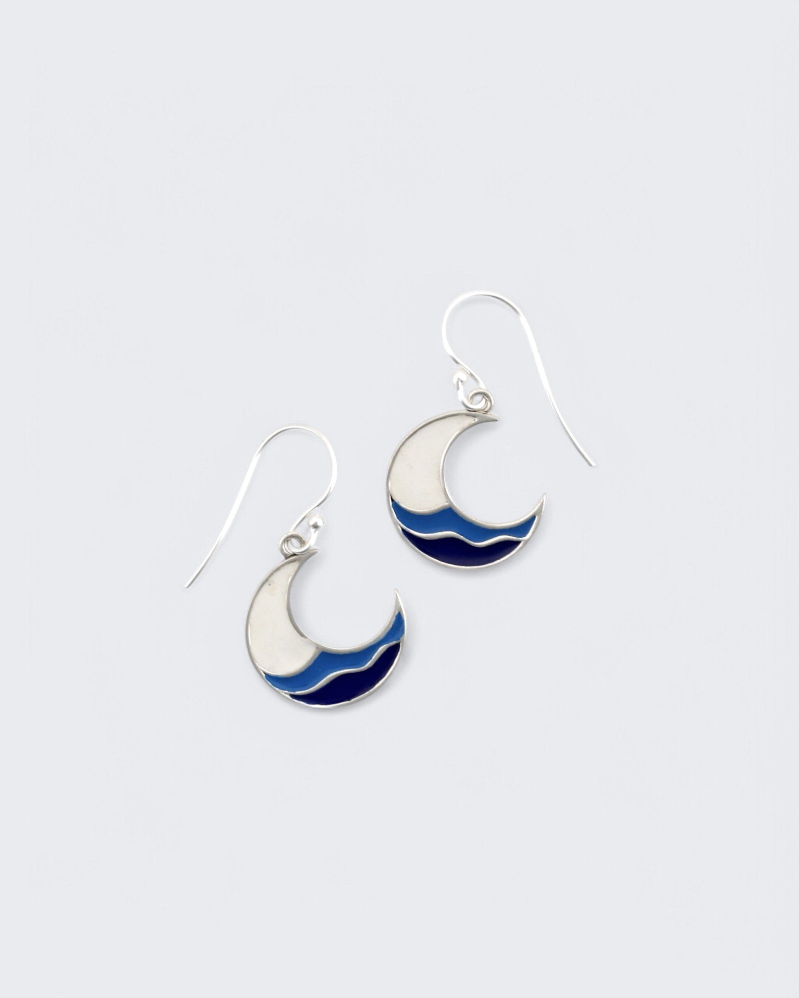 Sterling Crescent Moon Wave Earrings、mySite、topwebapps