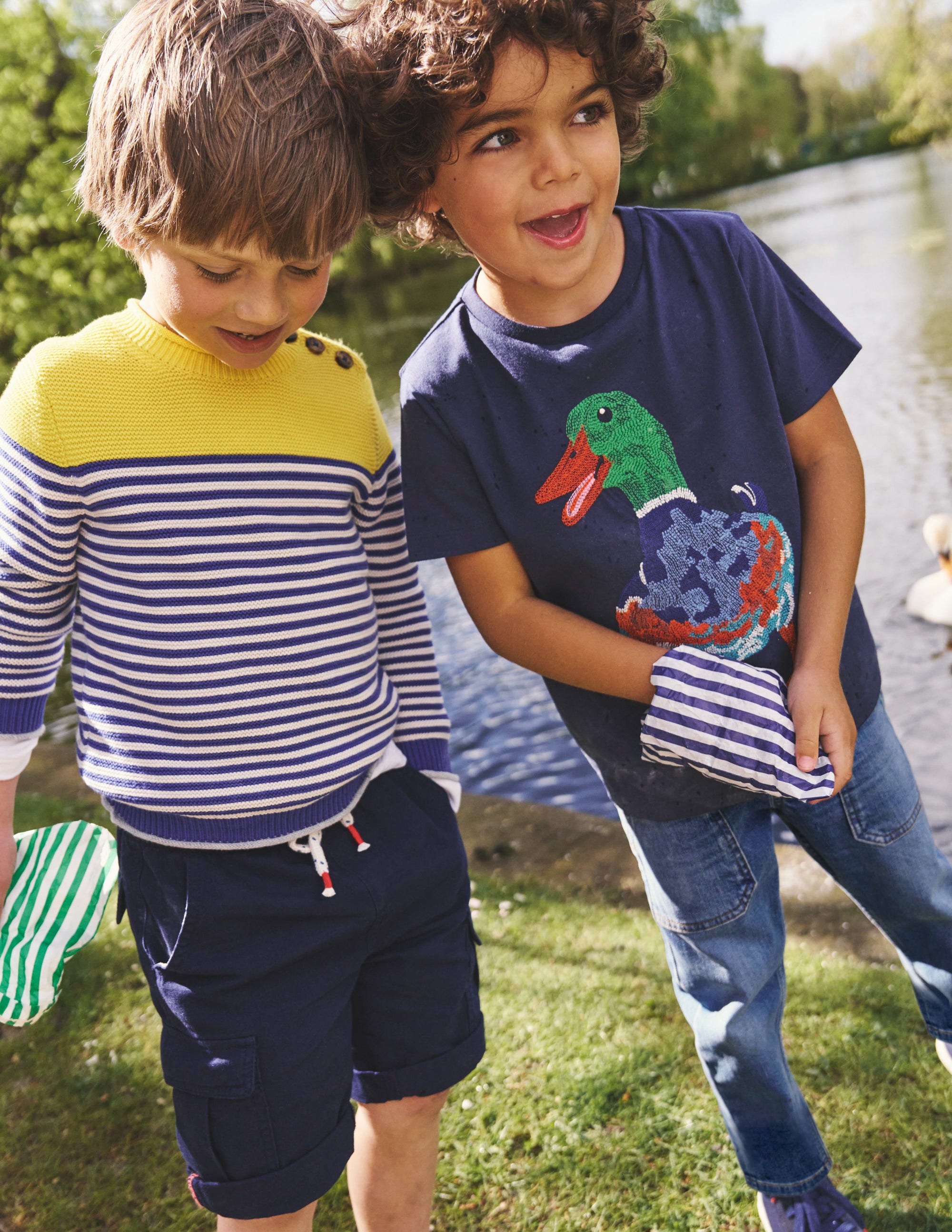  Everyday Stripe Cotton Sweater-Sapphire Blue & Ecru Marl、mySite、ashleygrahame