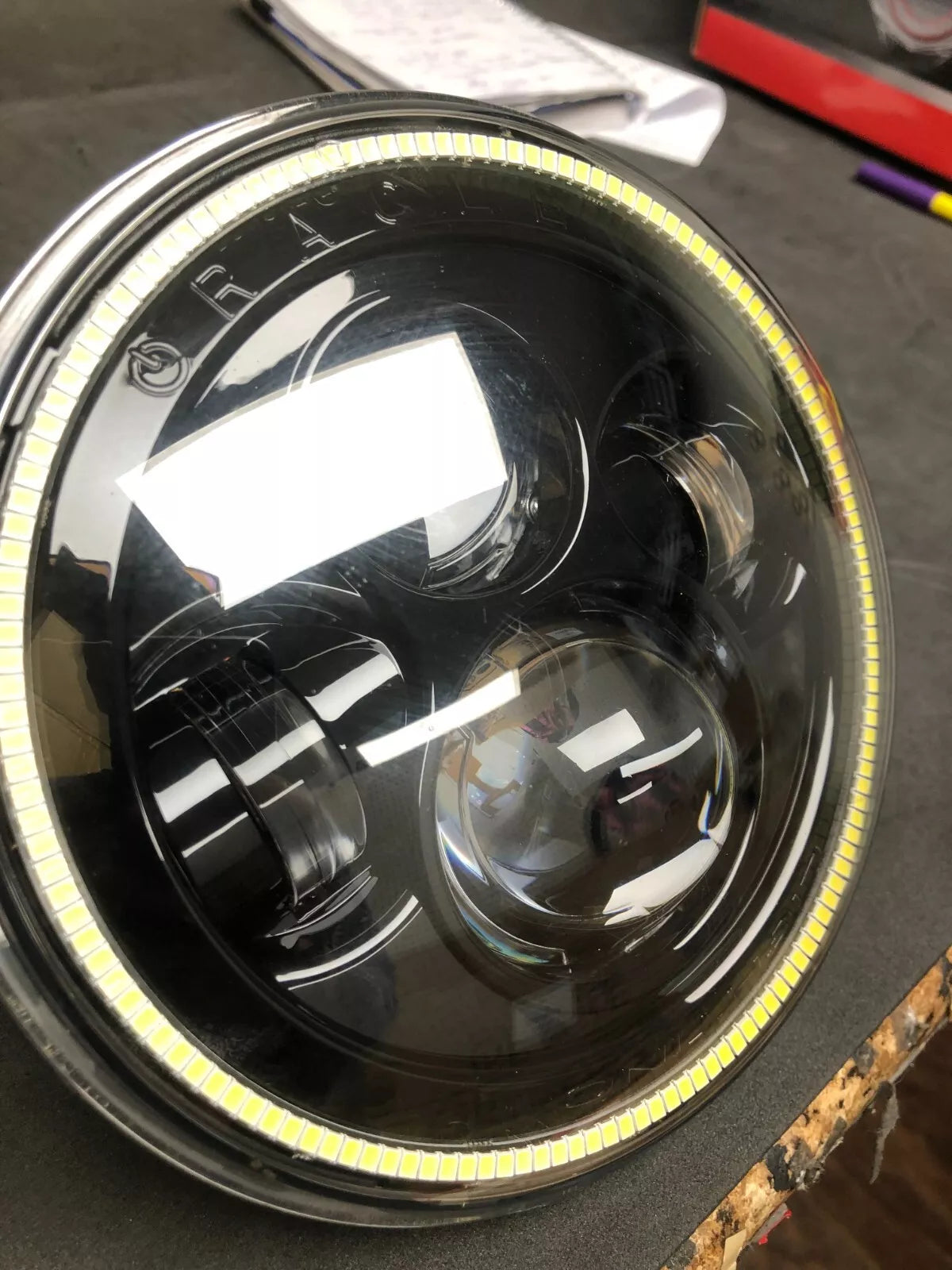 USED ORACLE 7 HIGH POWERED BLACK LED HEADLIGHTS WITH WHITE LED HALOS 5769-001、mySite、nflplayoffbracketp
