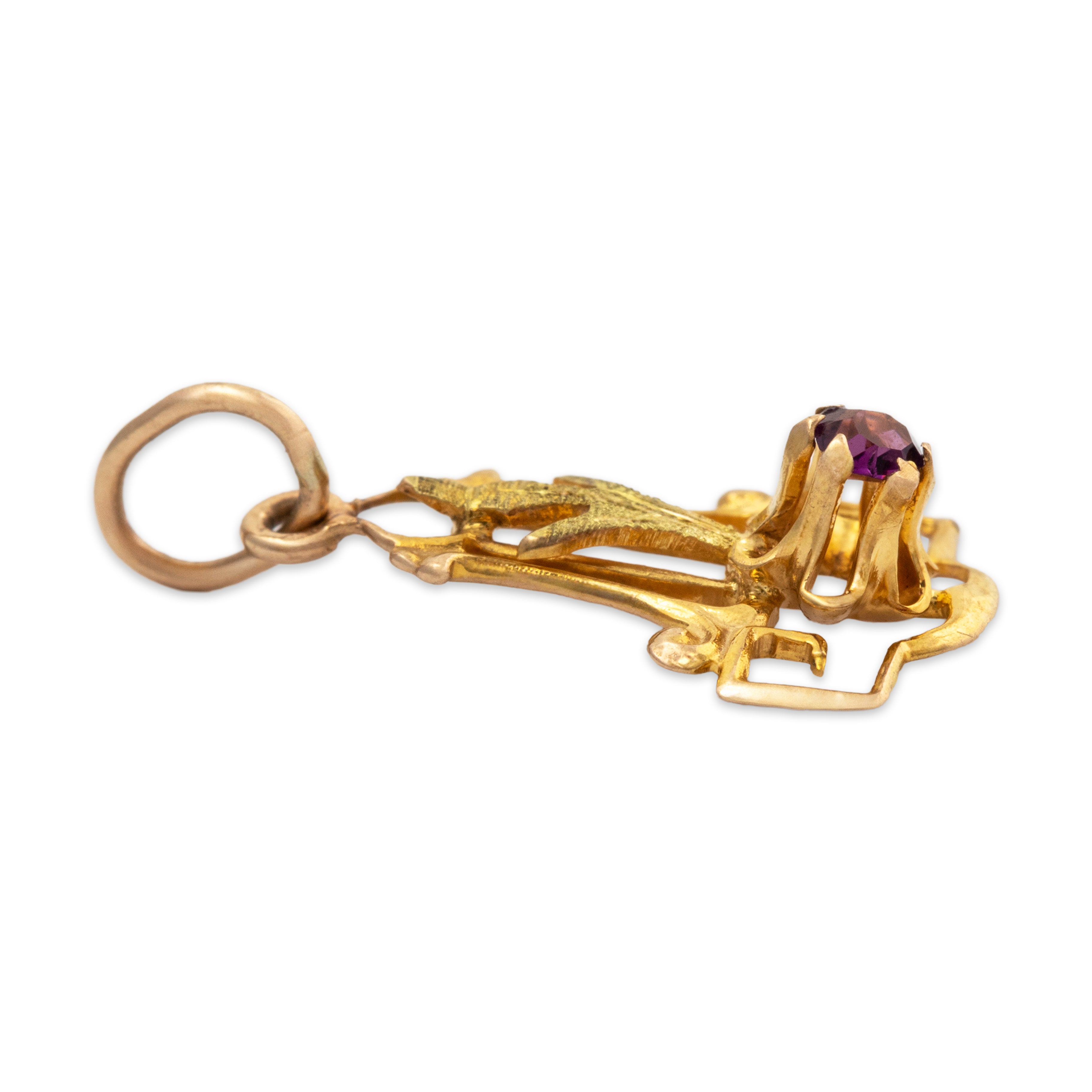 Antique Lightweight Art Deco 14k Yellow Gold Amethyst Buttercup Charm / Pendant、mySite、hinf8tx79