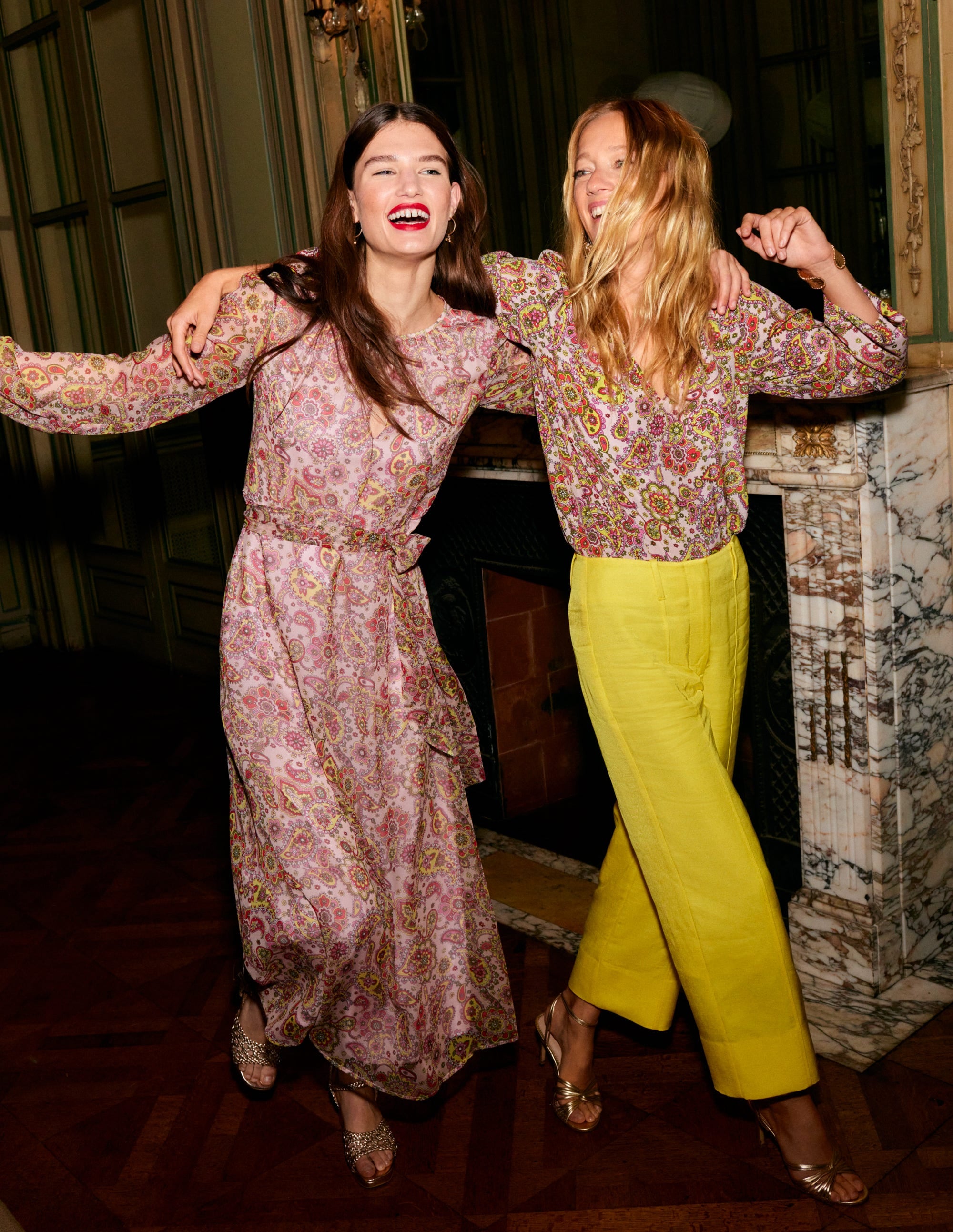  Silk Midi Blouson Sleeve Dress-Milkshake, Paisley Field、mySite、ashleygrahame