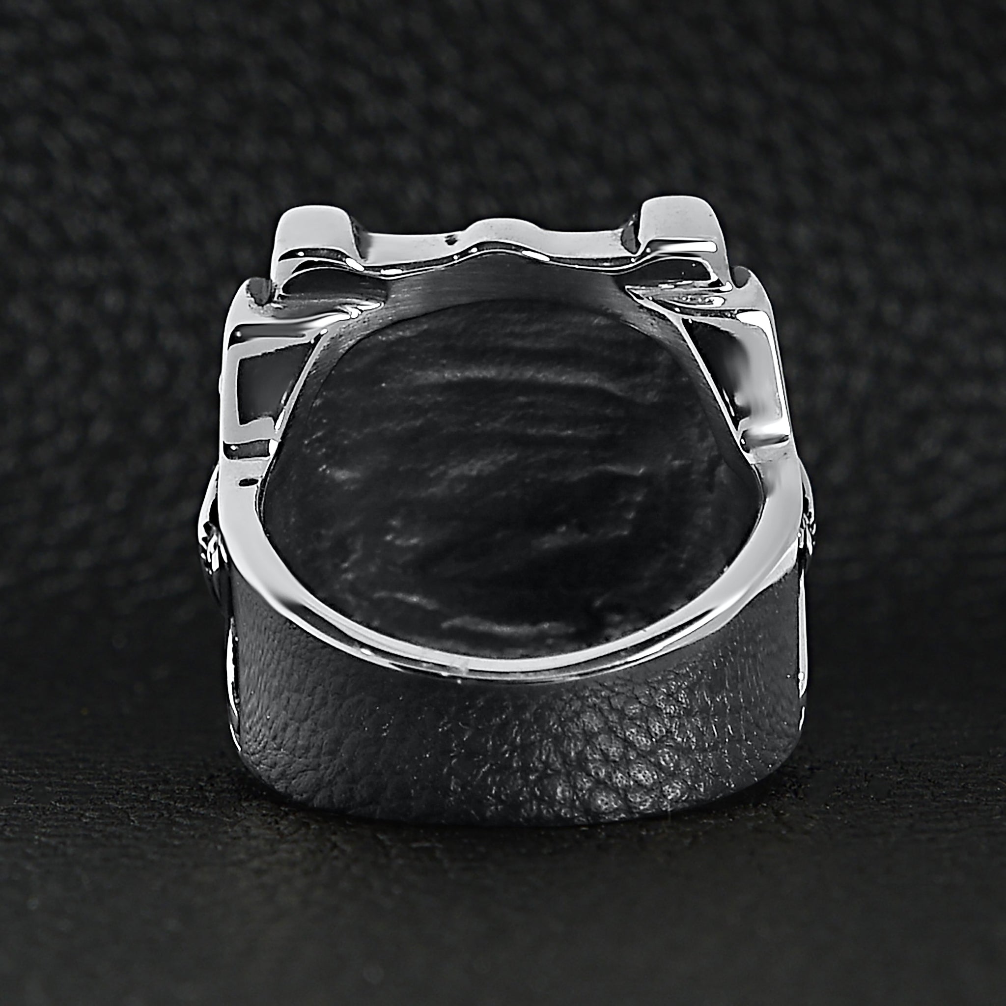Stainless Steel Polished Studded Skull Signet Ring / SCR3035、mySite、dreamappss