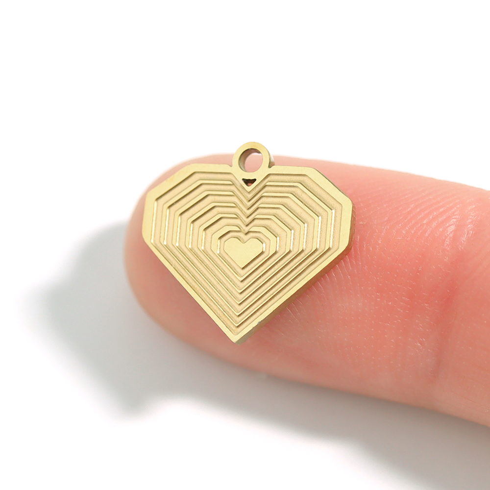 18K Gold PVD Stainless Steel Geometric Heart Charm / PDL0086、mySite、dreamappss