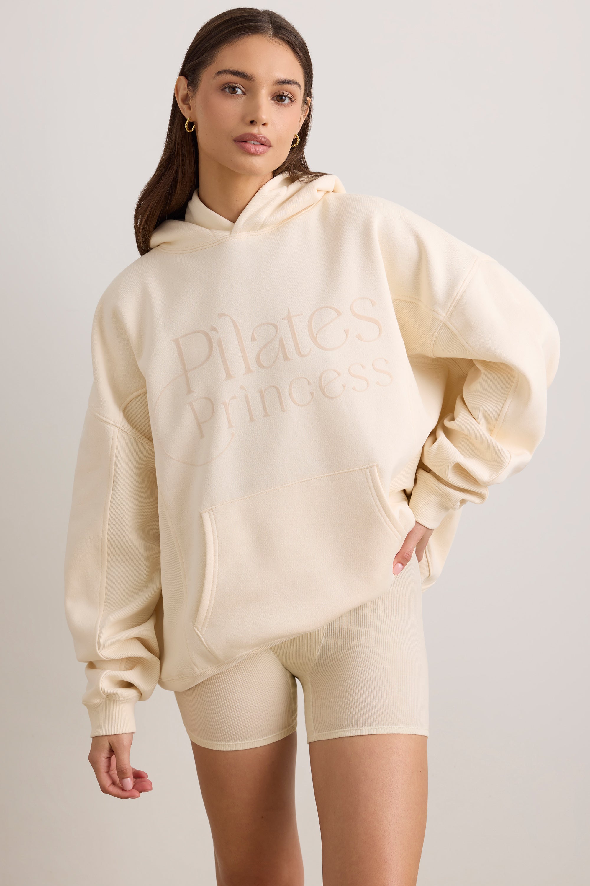 Oversized Hooded Sweatshirt in Vanilla、mySite、solidvoid
