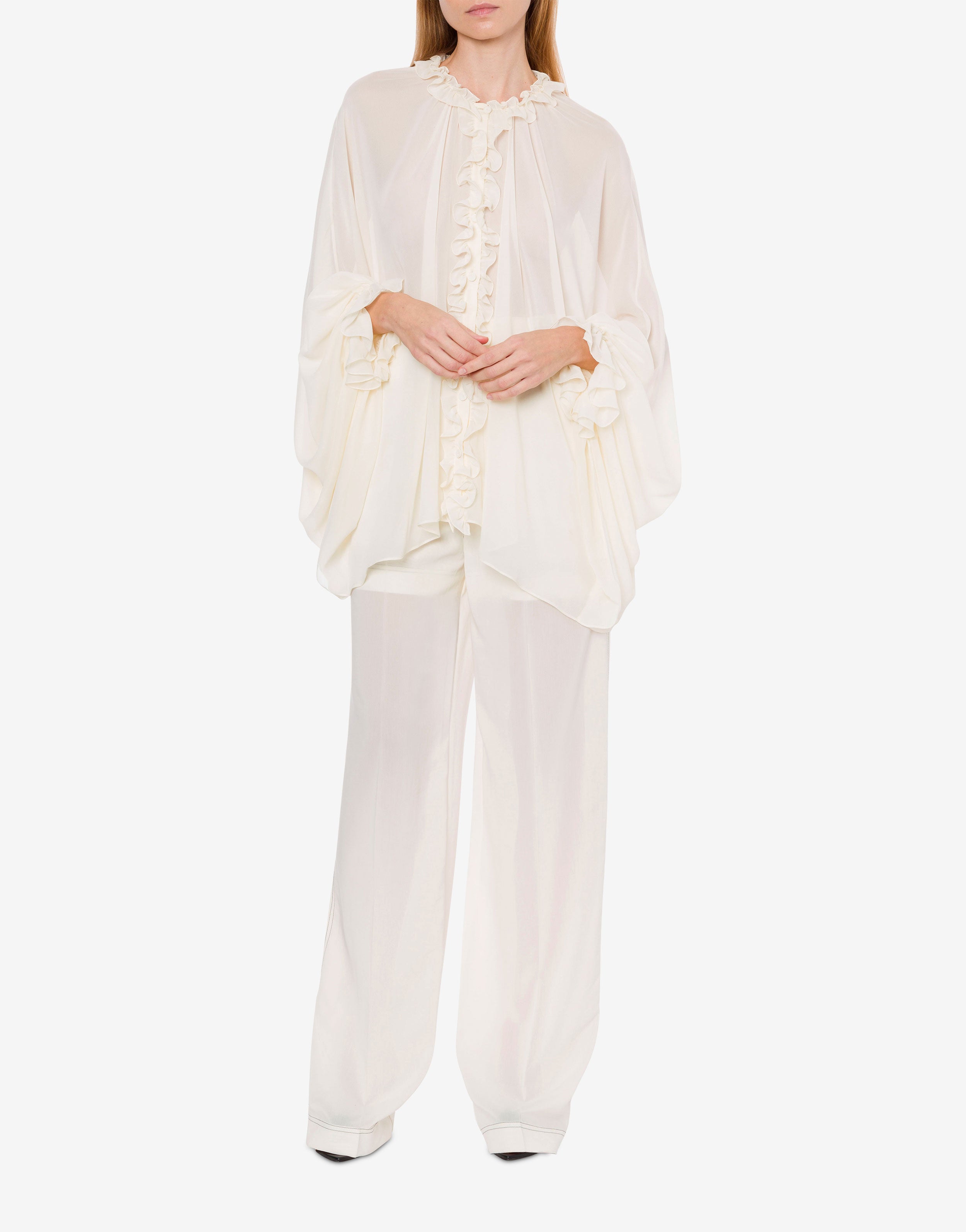 Camicia a mantella in georgette di misto seta、mySite、aoinhome