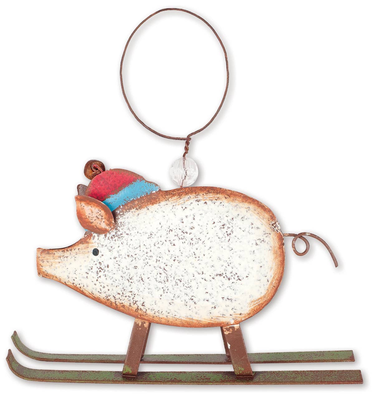 Rustic Skiing Pig Ornament Metal Art、mySite、g9winljtr