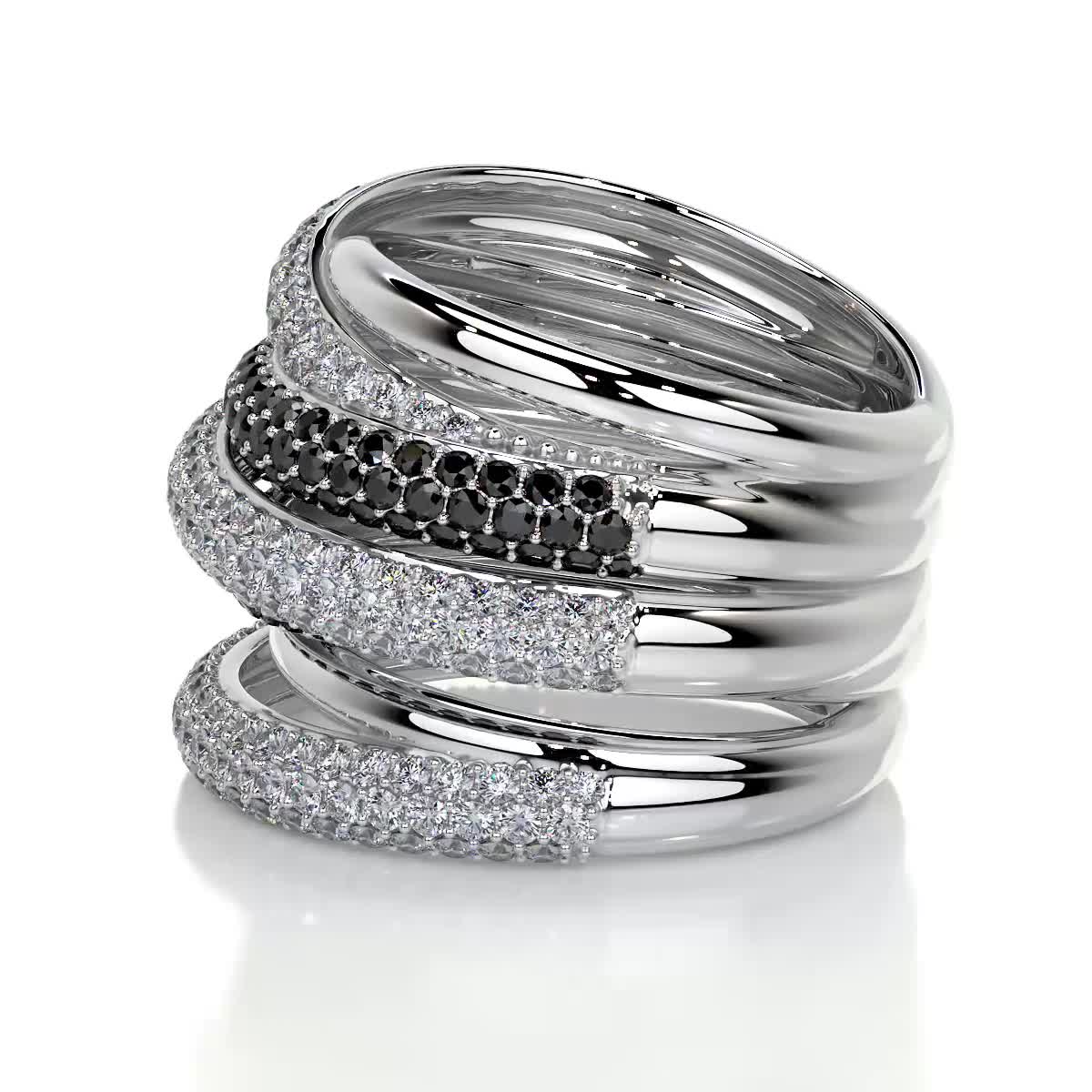 Aurora Black & White Diamond Wedding Ring (3 Carat) -Platinum、mySite、hinf8tx79