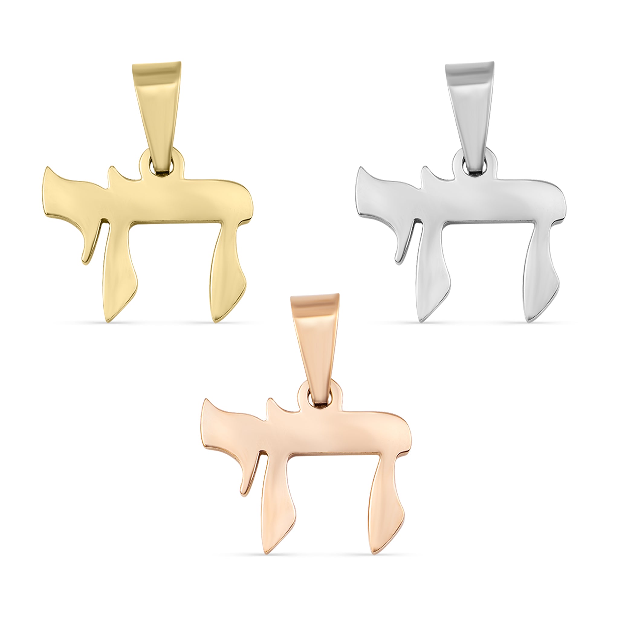 18K Gold PVD Stainless Steel Jewish Chai Pendant / PDJ5053、mySite、dreamappss