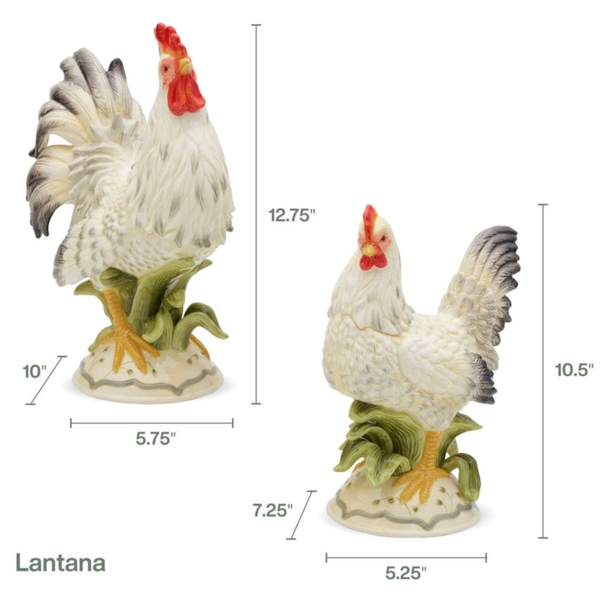 Fitz & Floyd Lantana Rooster and Hen Figurines Fine China、mySite、g9winljtr