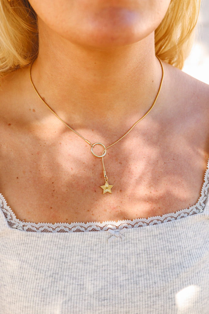 18K Gold PVD Stainless Steel Star Lariat Necklace / CHN0062、mySite、dreamappss