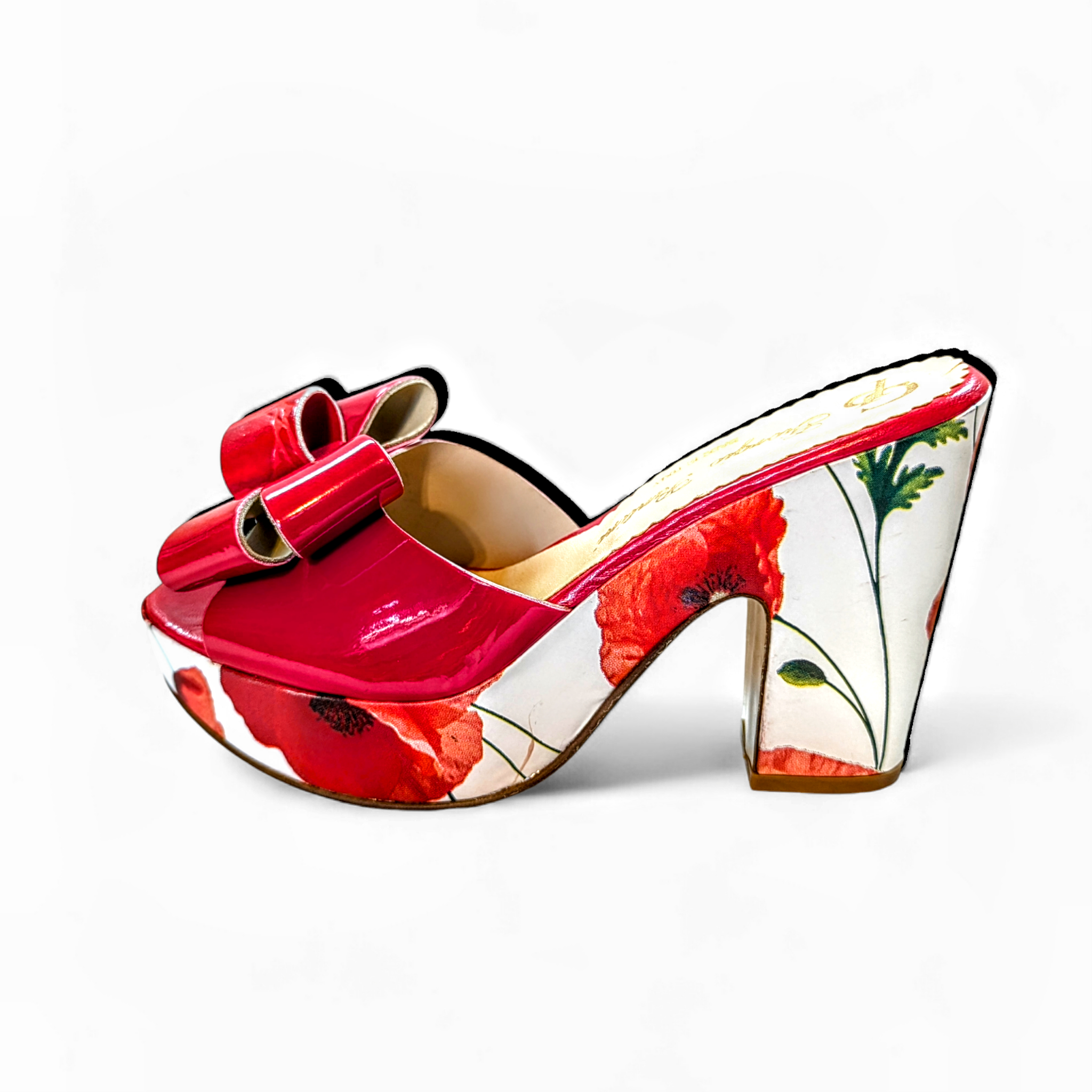 Dupsie's Red and White floral Giorgio Pantini Italian Leather Open-toe Shoe and Handbag Set DPISB311、mySite、solidvoid