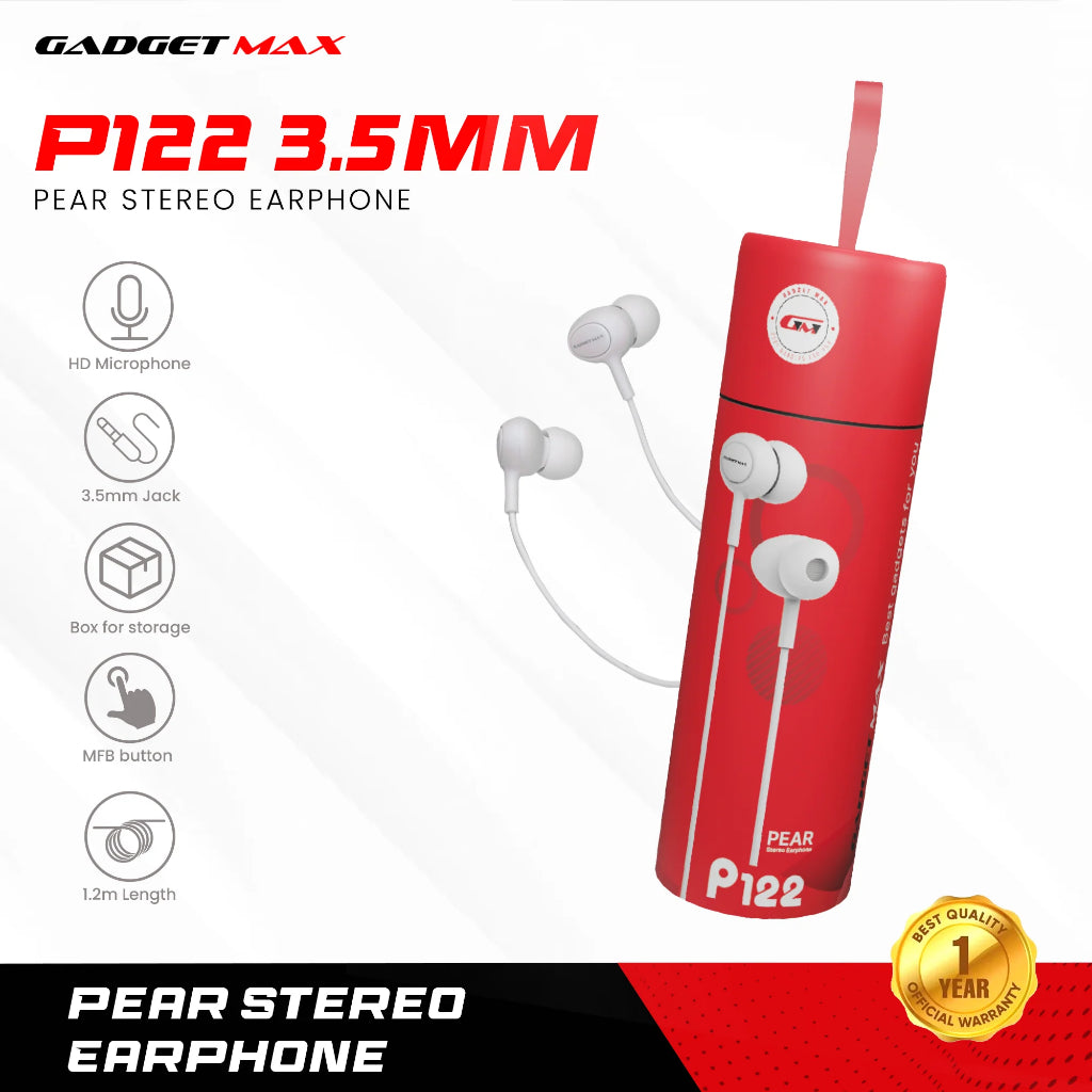 Gadget Max P122 3.5mm Pear Stereo Wired Earphone、mySite、fannypackpong