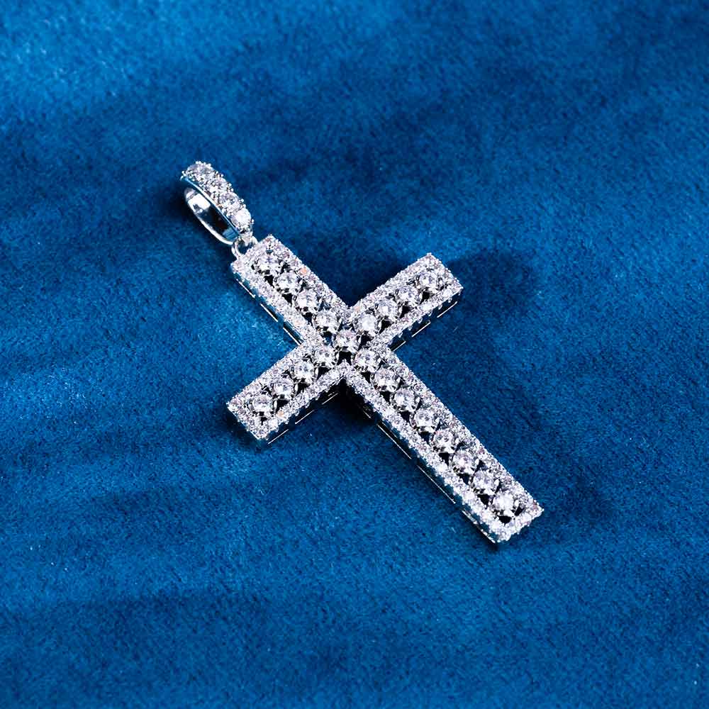 Moissanite Cluster Cross Pendant 14K Gold、mySite、hinf8tx79
