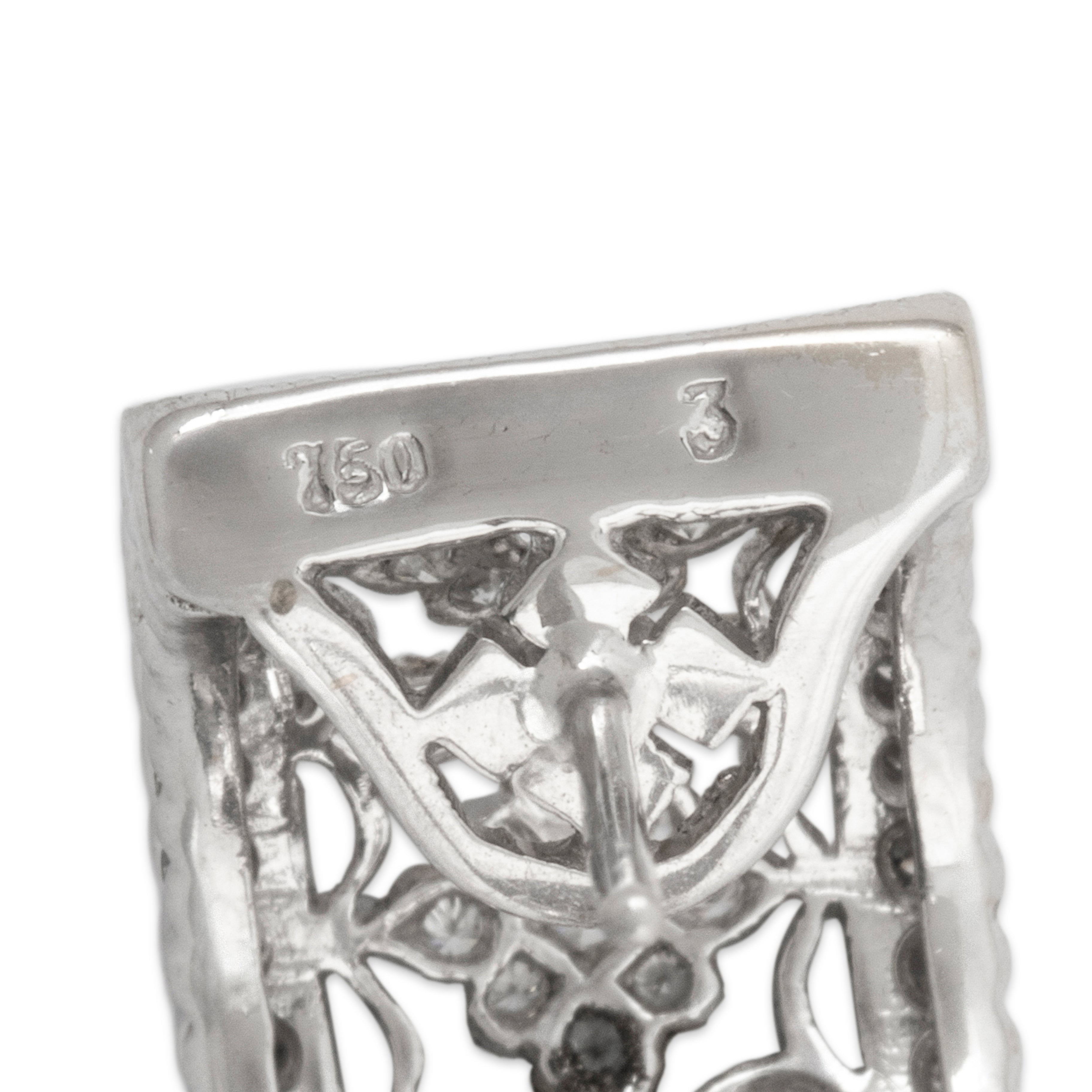 Vintage 18k White Gold .69cttw Diamond Wonderful Openwork Cuff Earrings、mySite、hinf8tx79