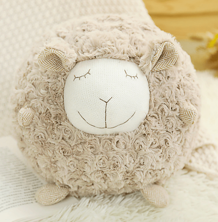 Fluffy Ewe Sheep Plushie, Chair Cushion or Baby Floor Play Mat Embroidered Features *、mySite、g9winljtr