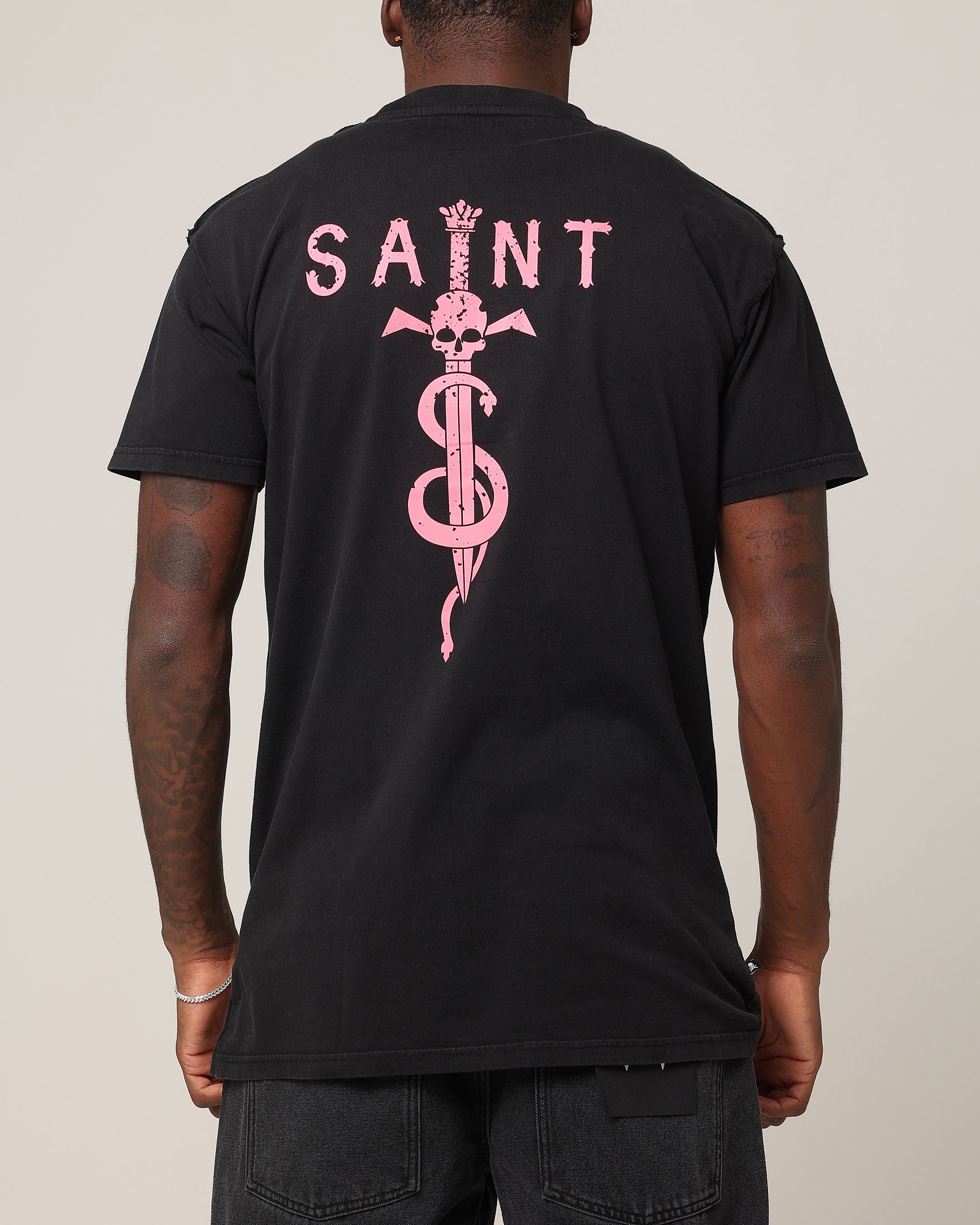Saint Morta Daggers Lafayette T-Shirt Vintage Black/Pink、mySite、zt4zffjzw