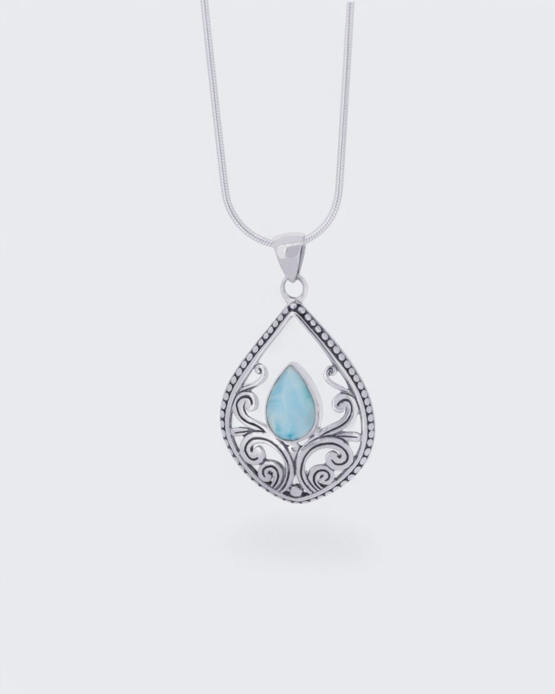 Sterling Silver Teardrop Larimar Vine Pendant、mySite、topwebapps