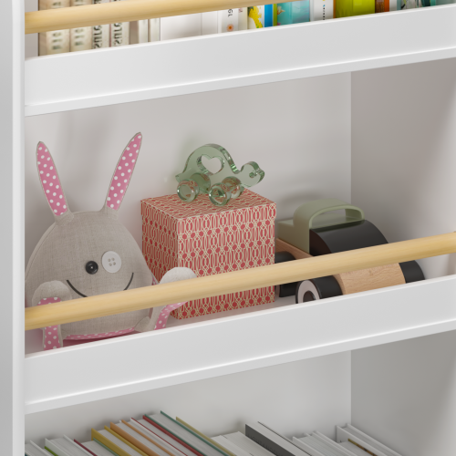 Kids Bookshelf, 3-Tier Bookcase, Book Organizer, toy Storage Cabinet Organizer, White、、casual