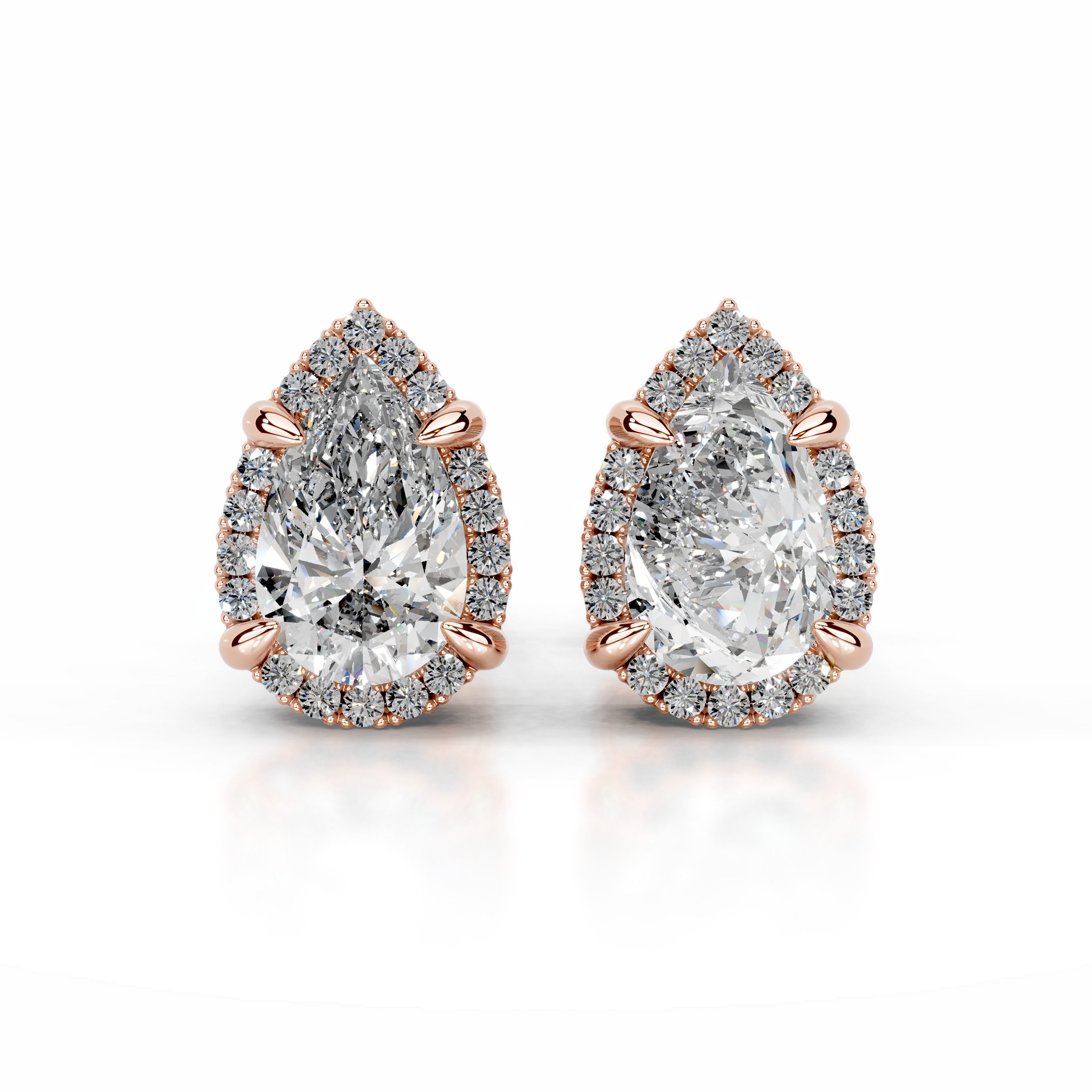 Ophelia Lab Grown Diamond Halo Earrings - 14K Rose Gold、mySite、hinf8tx79