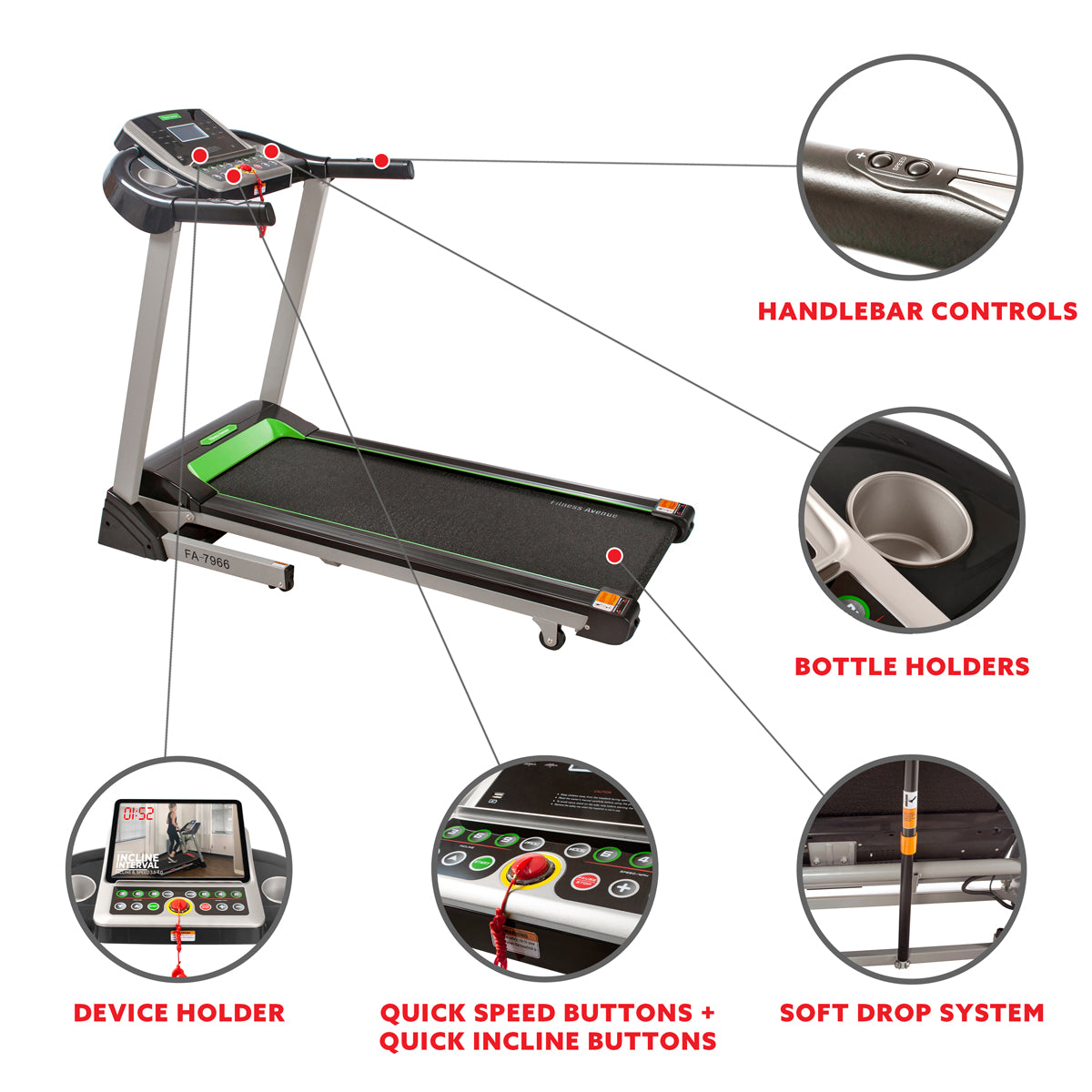  Fitness Avenue Treadmill With Incline with Bluetooth, Speakers、mySite、ghnorth