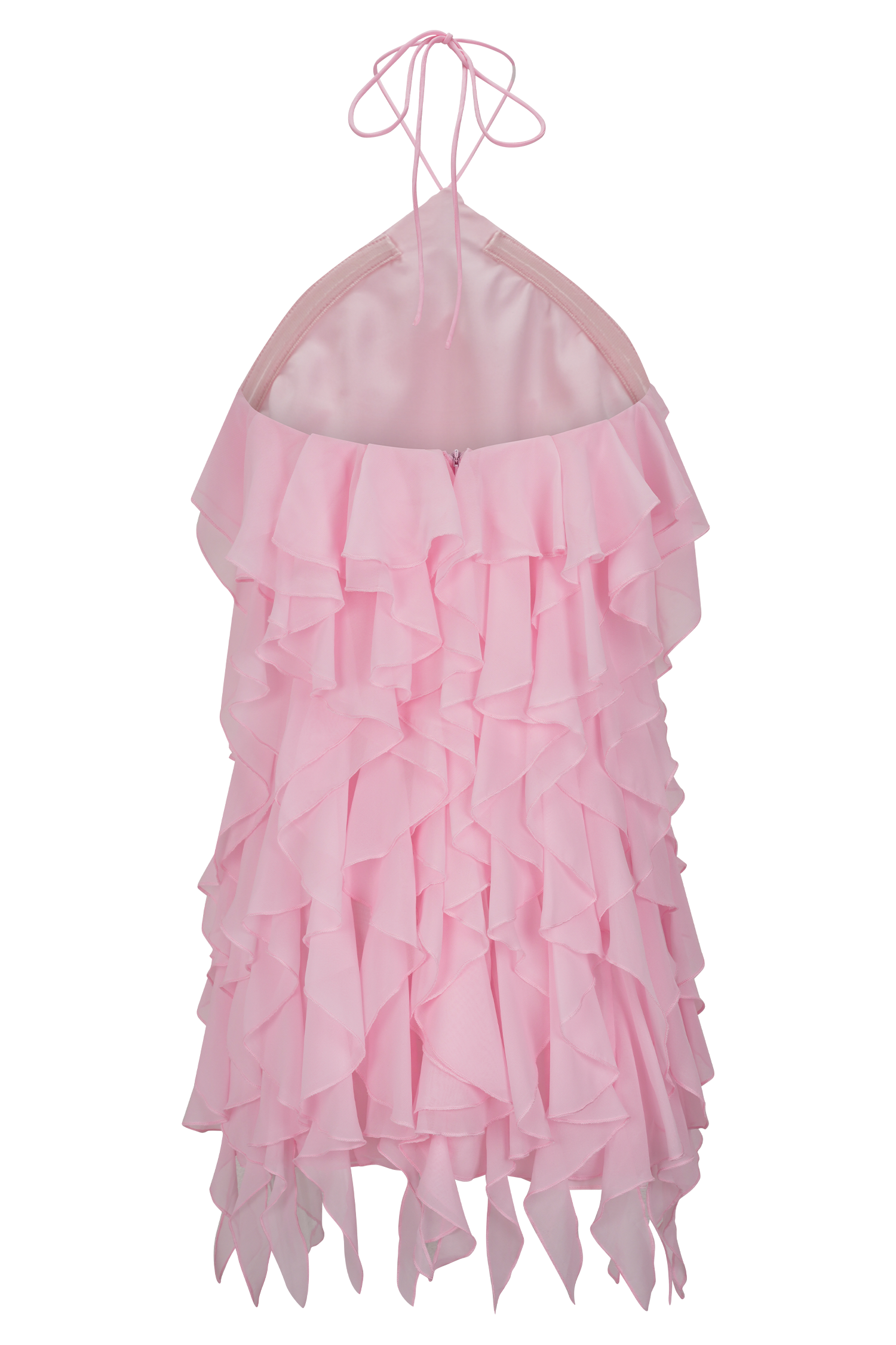 Marigold Ruffle Halter Mini Dress - Powder Pink、mySite、solidvoid