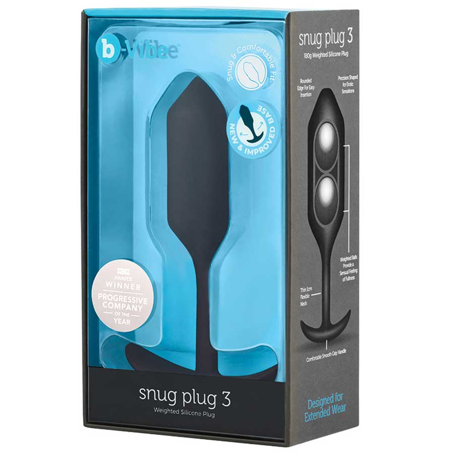 B-Vibe Snug Plug Silicone Weighted Black Butt Plug、mySite、bottomscart