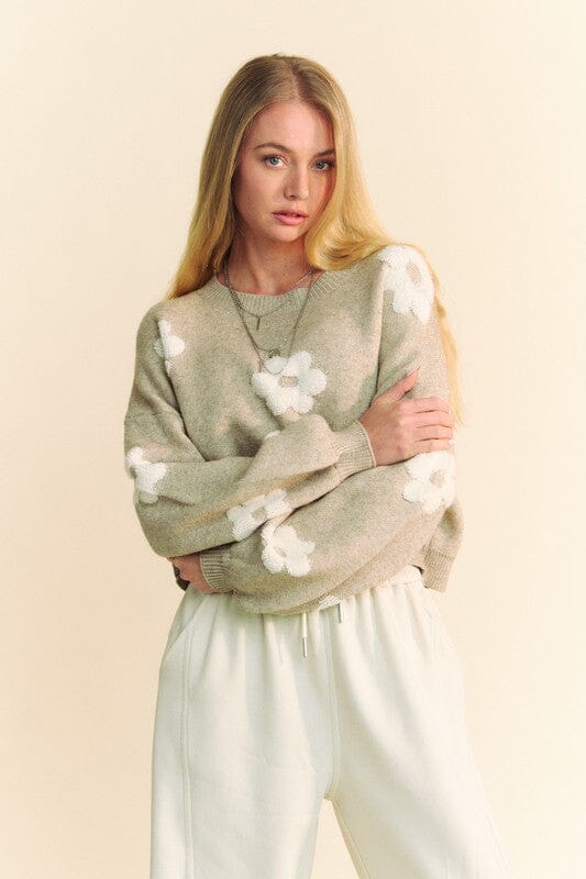 Davi & Dani Floral Drop Shoulder Cropped Sweater、mySite、camillekostekn