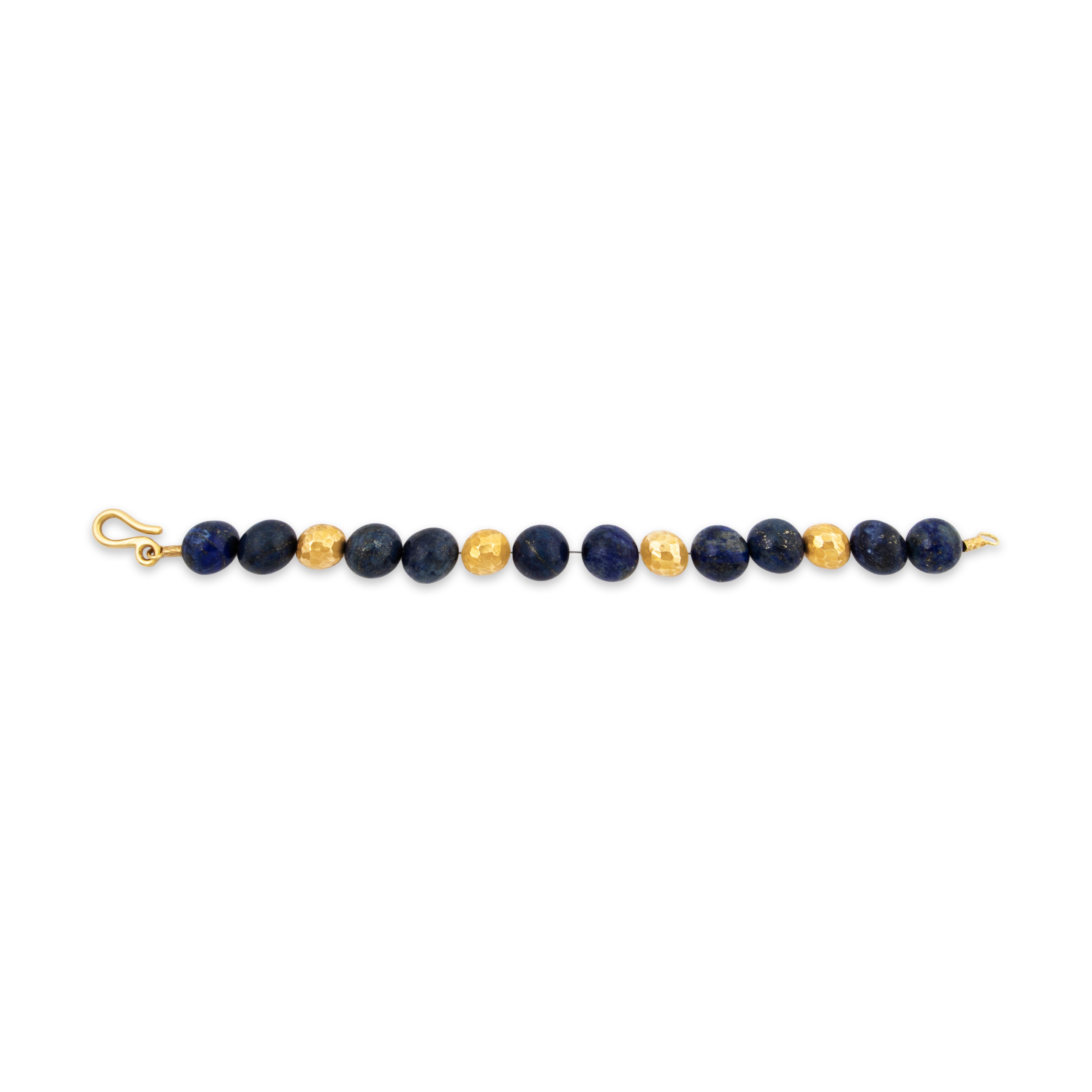 Vintage 18k Yellow Gold Denim Lapis Lazuli Statement Bead Bracelet 6.5、mySite、hinf8tx79