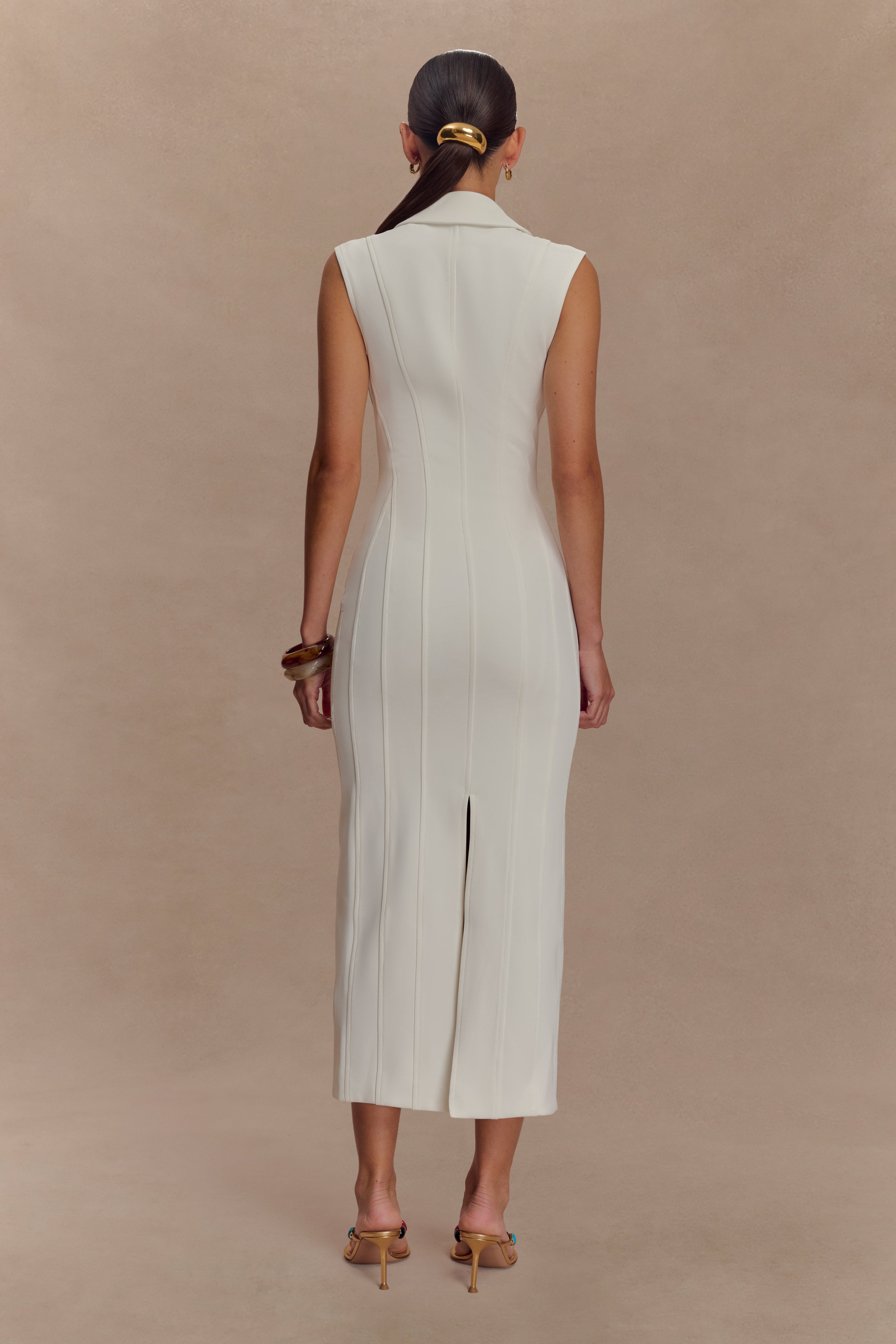 Keagan Sleeveless Midi Dress - Ivory、mySite、solidvoid