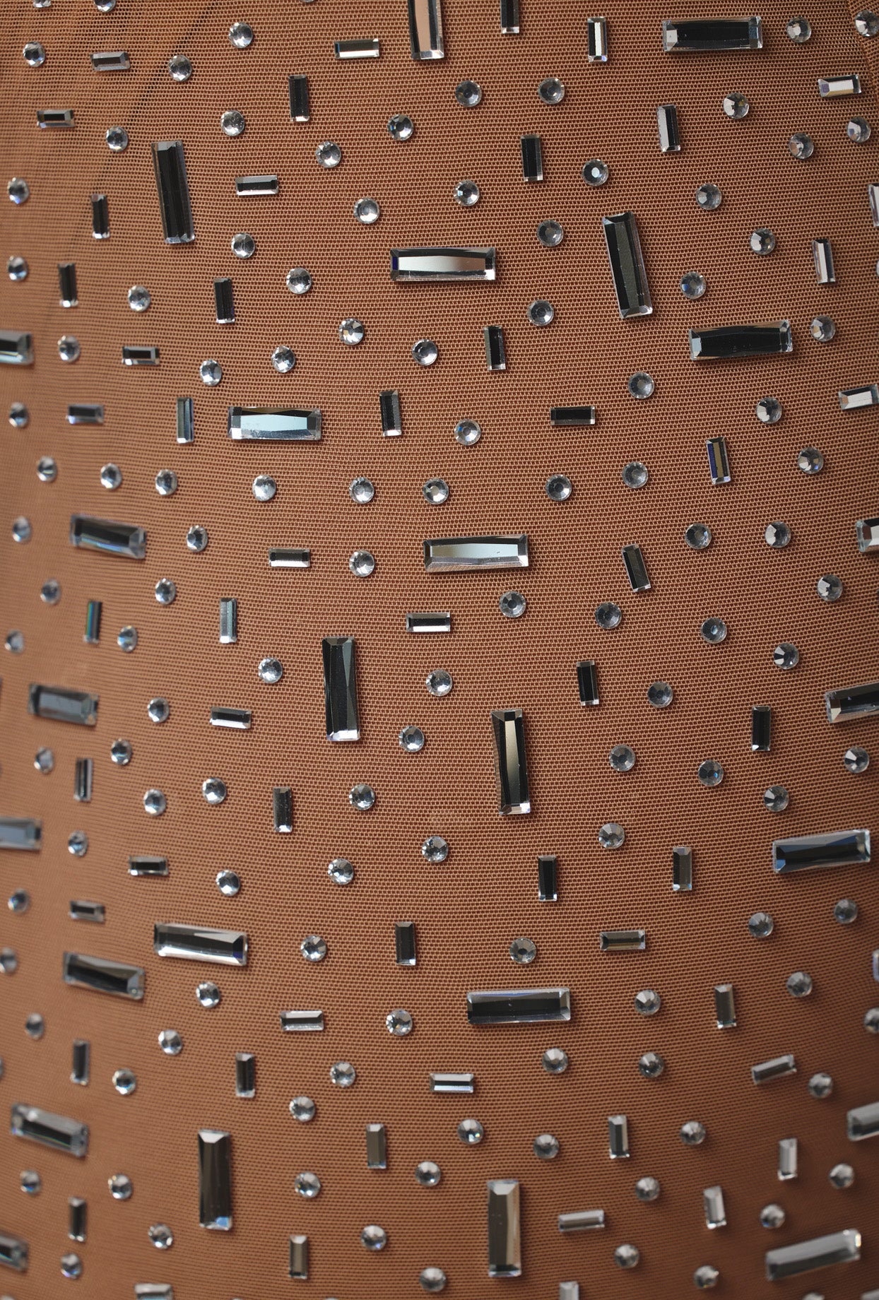 Sheer Embellished Bodycon Mini Dress in Almond、mySite、solidvoid