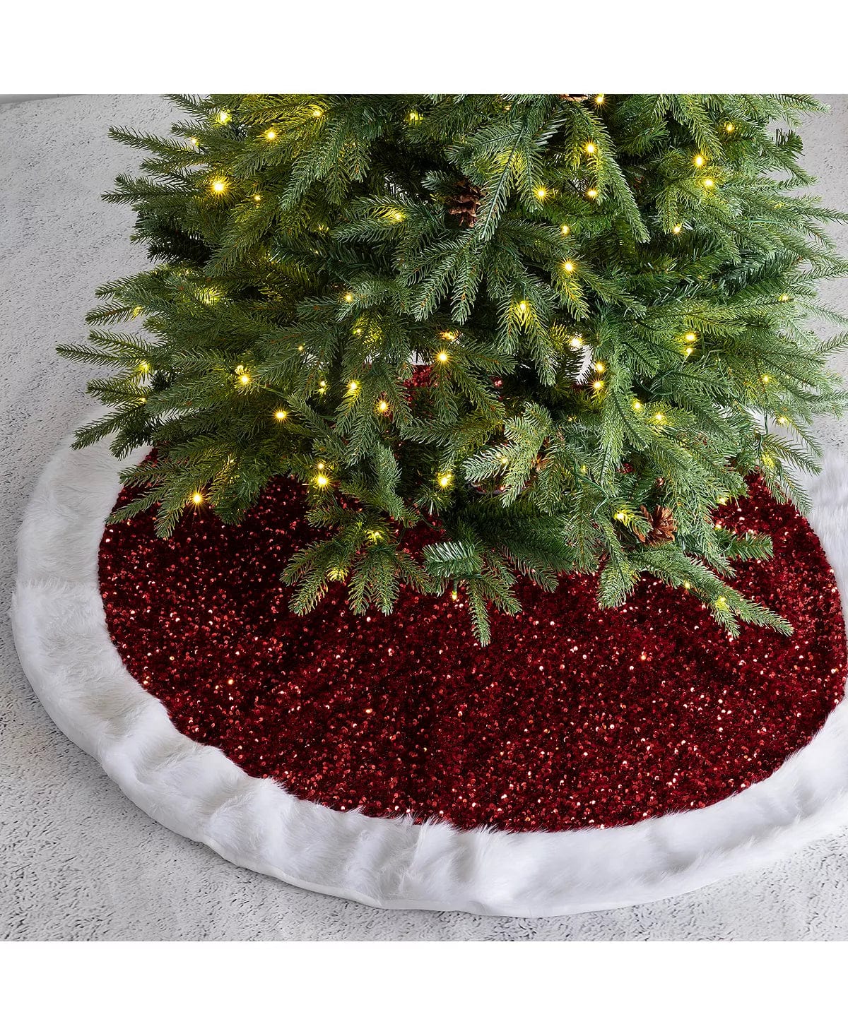 Sequin Christmas Faux Fur Tree Skirt、mySite、g9winljtr