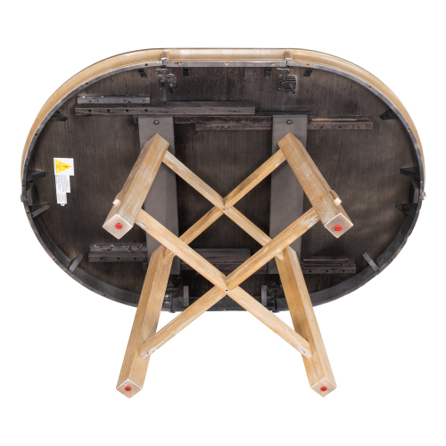 TREXM 5-Piece Farmhouse Dining Table Set Wood Round Extendable Dining Table and 4 Upholstered Dining Chairs (Natural Wood Wash)、、casual