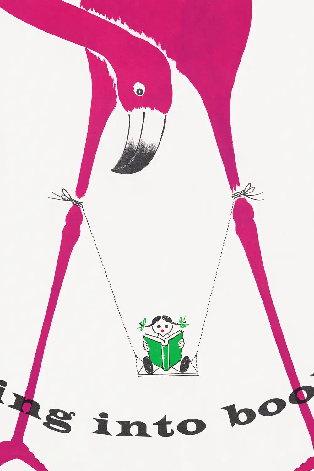 Swing Into Books Vintage Flamingo Book Fair Art Print、mySite、gigharbornorthrealestate