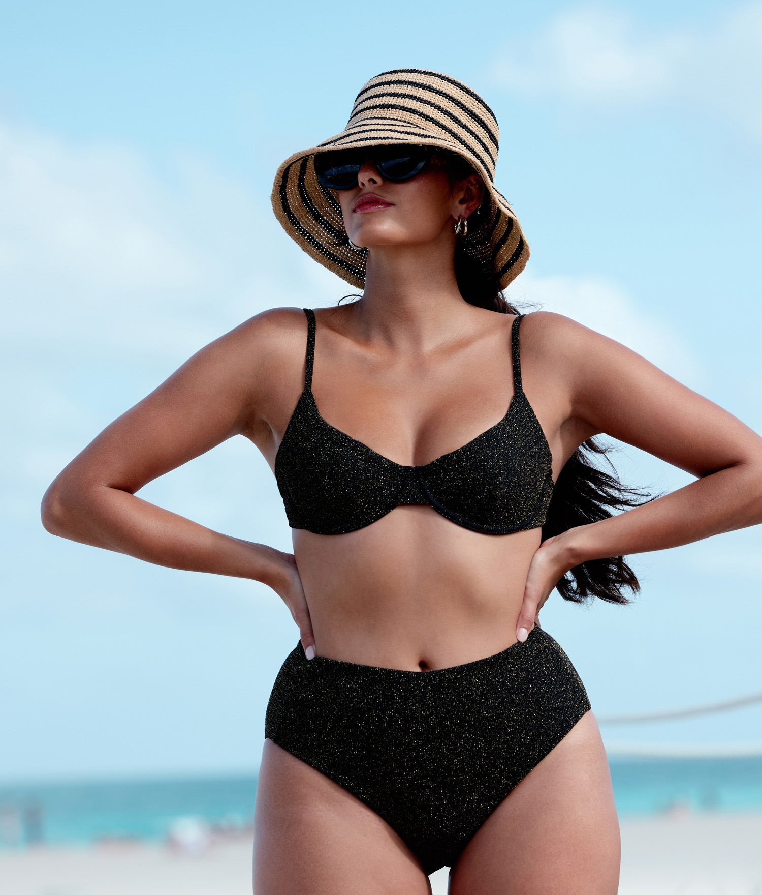  The Bermuda Bikini Top - Lurex Rib - Black、mySite、ashleygrahame