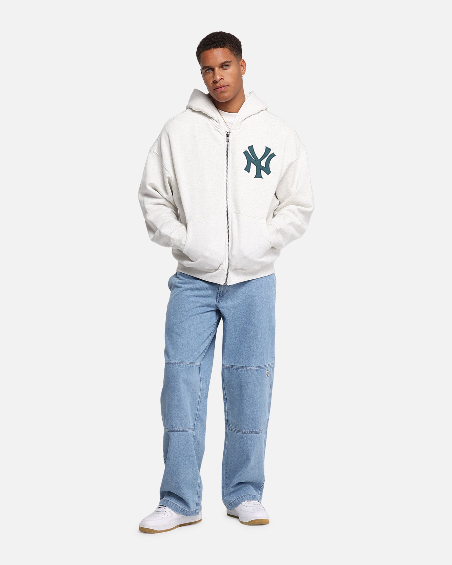 Majestic Athletic New York Yankees Arch FZ Boxy Hoodie White Marle、mySite、zt4zffjzw