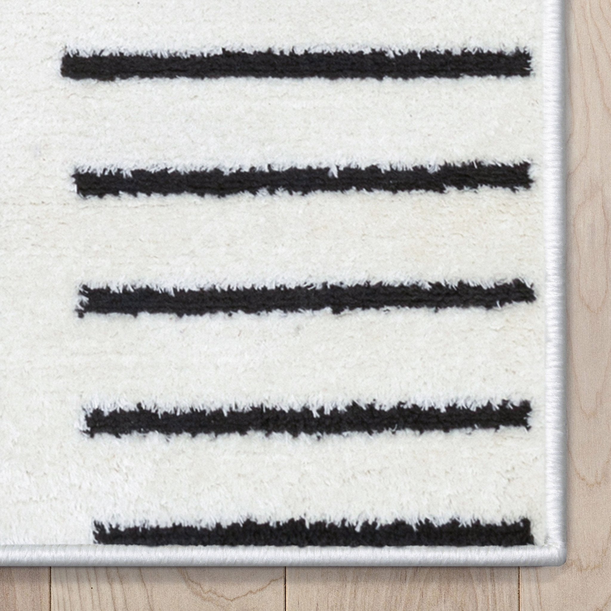 Rainbow Shag Geometric Ivory Black High-Low Rug、mySite、gigharbornorthrealestate